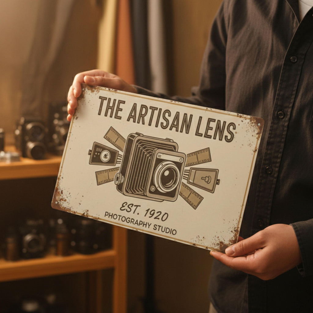 Personalized Photography Studio Sign, The Artisan Lens Metal Art, Custom Photographer Gift
