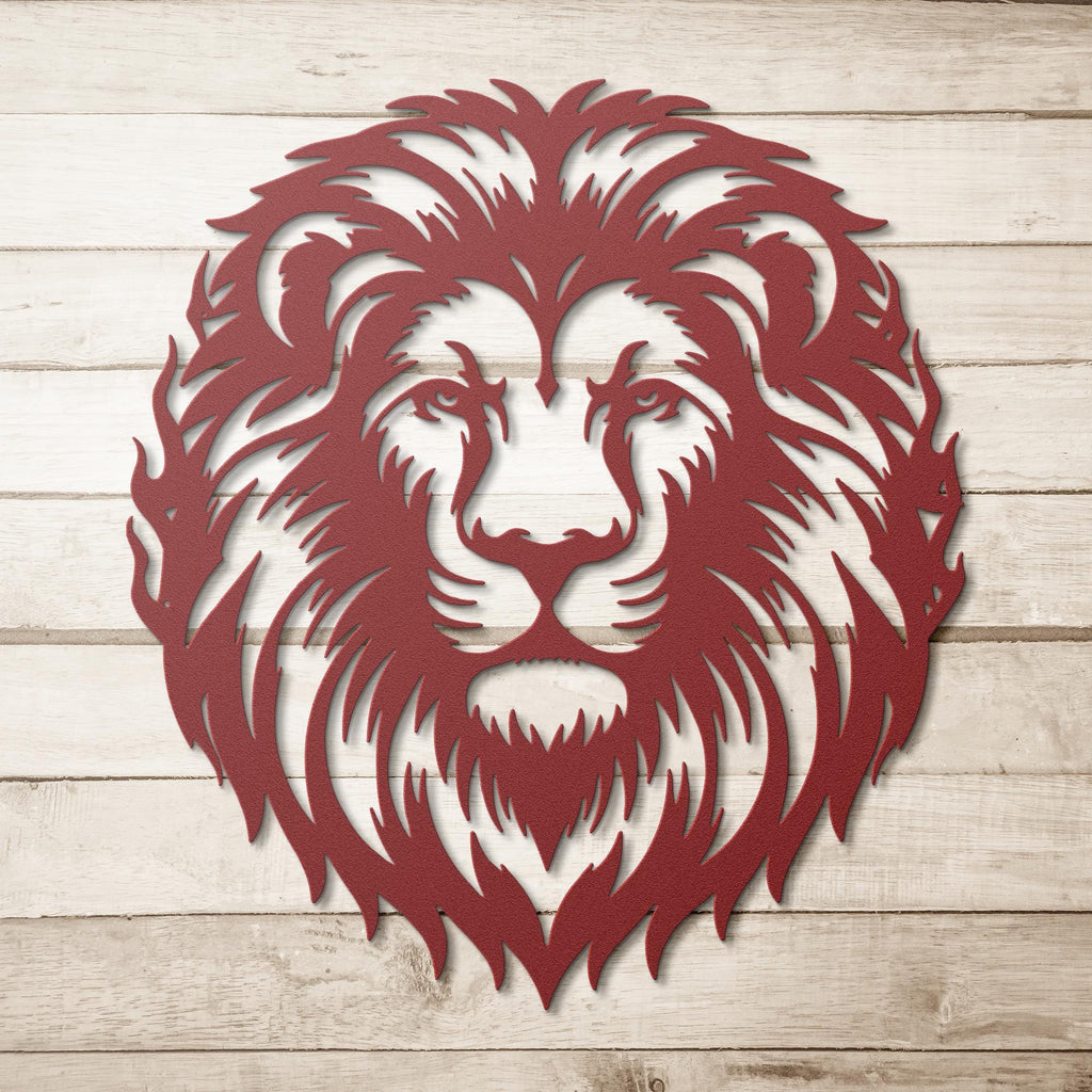 Metal Lion Head Wall Art, Geometric Safari Animal Decor, Roaring King of Jungle Sign, Majestic Wildlife Metal Art