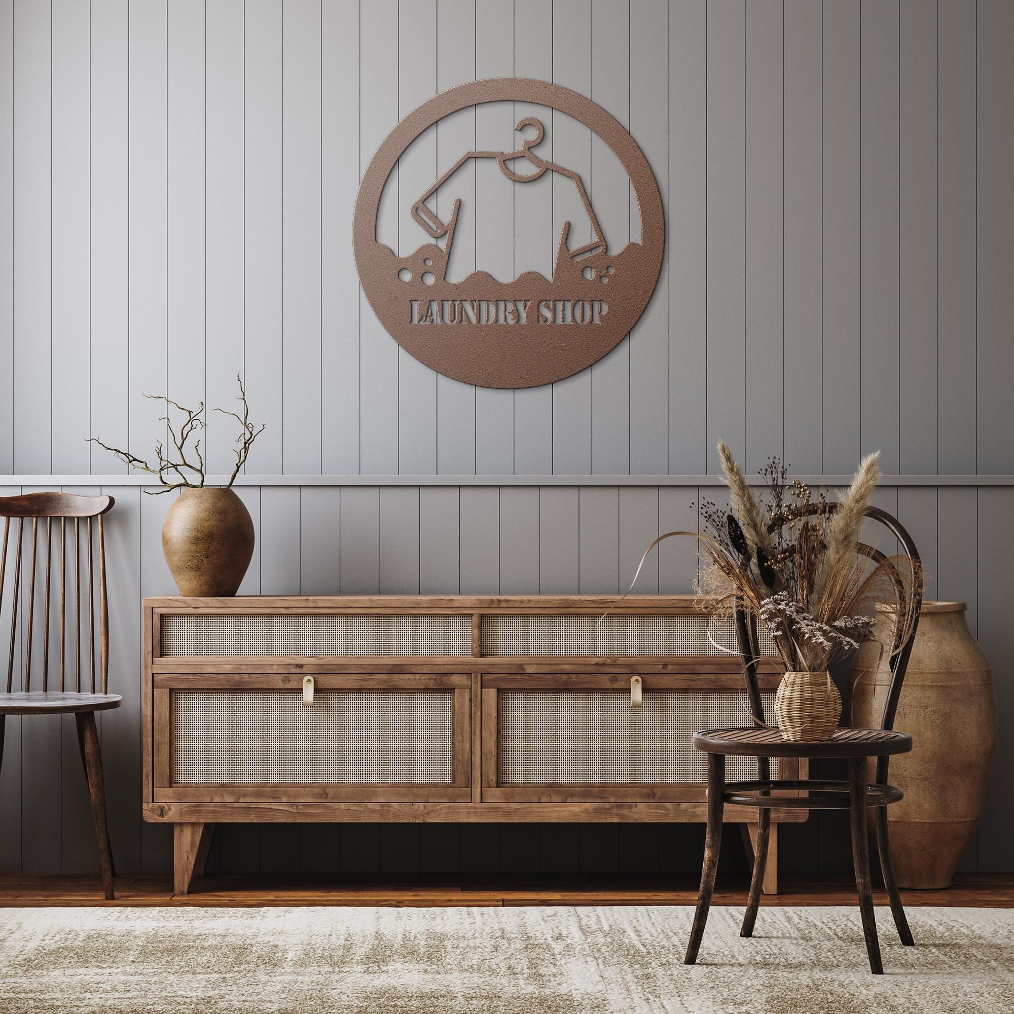 Custom Metal Laundry Business Logo Sign: Personalized Commercial Decor