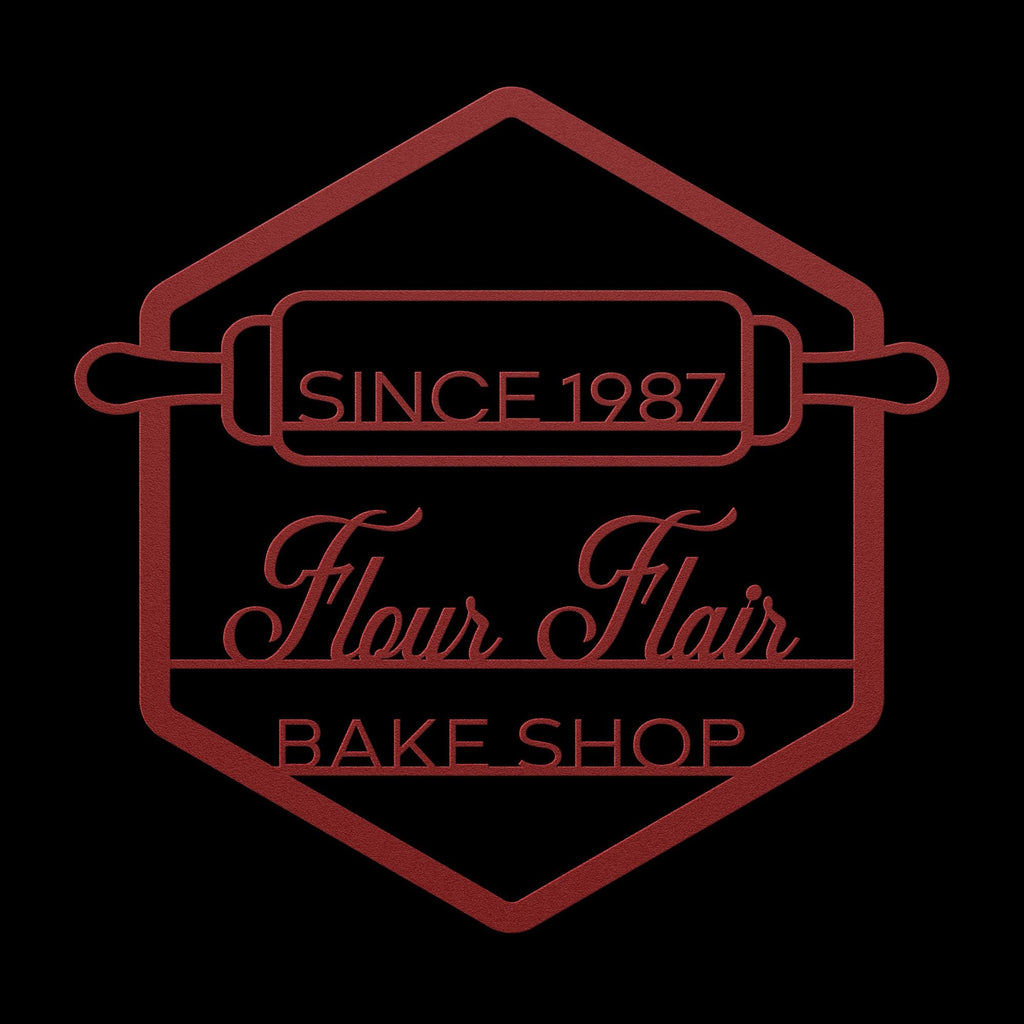 Custom Metal Bakery Logo Sign - Rolling Pin Design
