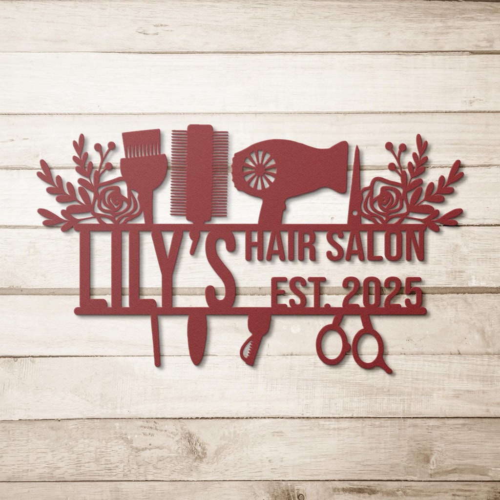 Custom Salon Metal Sign, Personalized Shop Name Decor