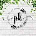 Personalized Metal Sign – Custom Initial Wreath, Monogram Art & Established Date Gift