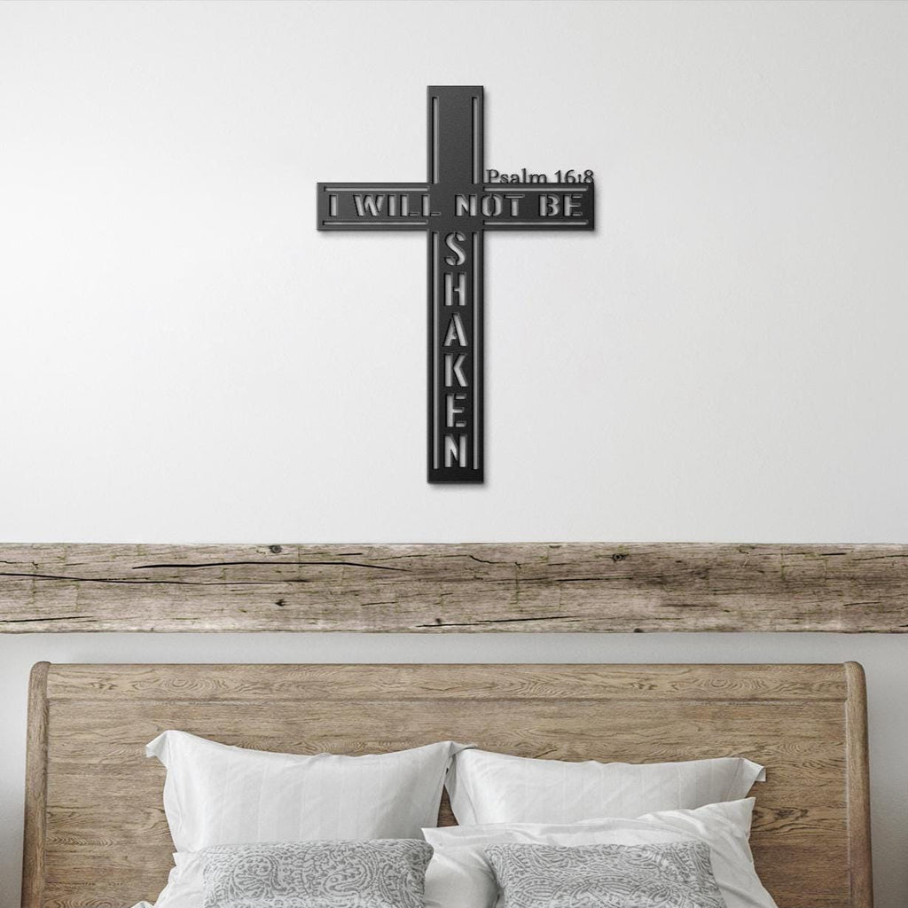 Psalm 16:8 Metal Cross Sign, Christian Home Decor