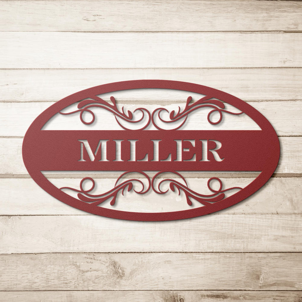 Custom Family Name Metal Sign: Oval Steel Wall Art