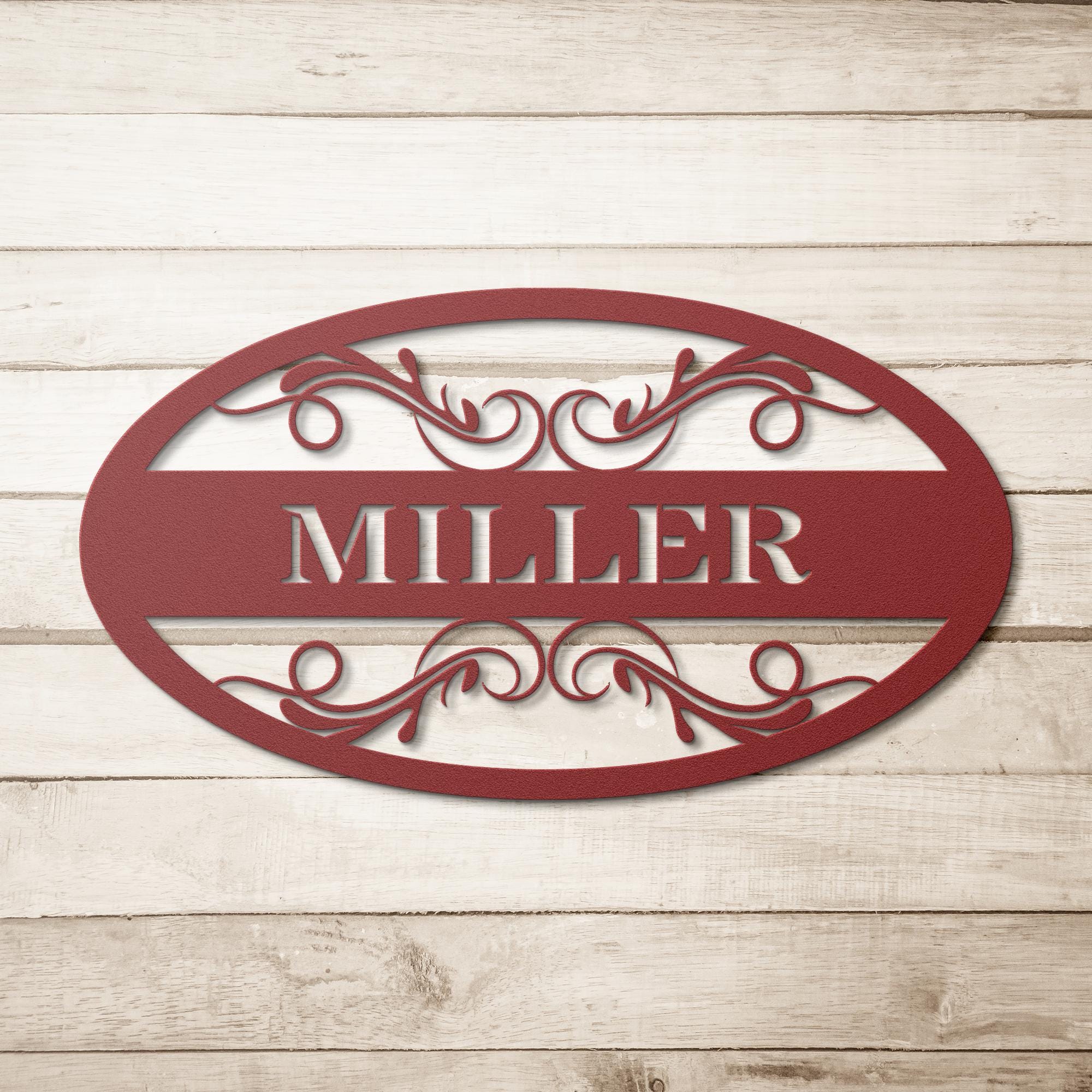 Custom Family Name Metal Sign: Oval Steel Wall Art