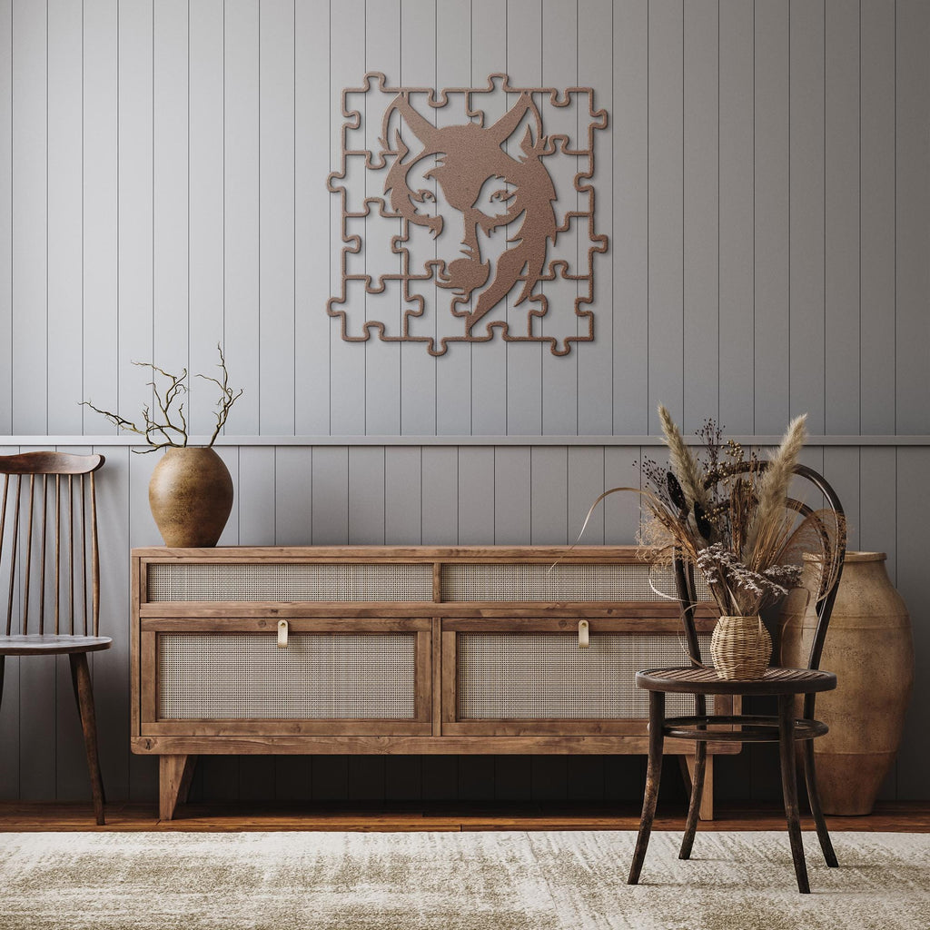 Wolf Metal Wall Art - Unique Geometric Animal Art | Steel Die Cut Sign