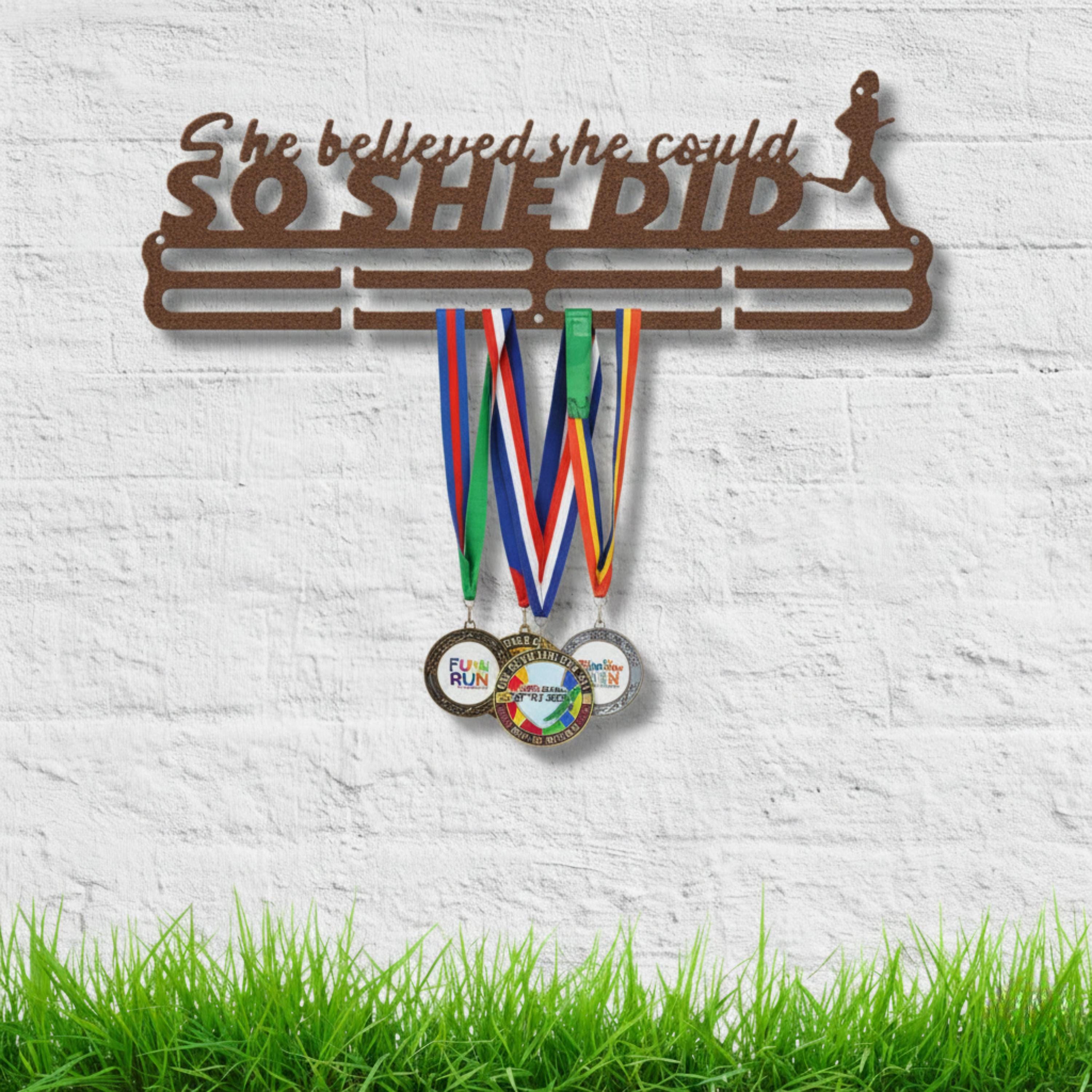 She Believed She Could So She Did Medal Hanger, Running Award Display, Marathon Rack
