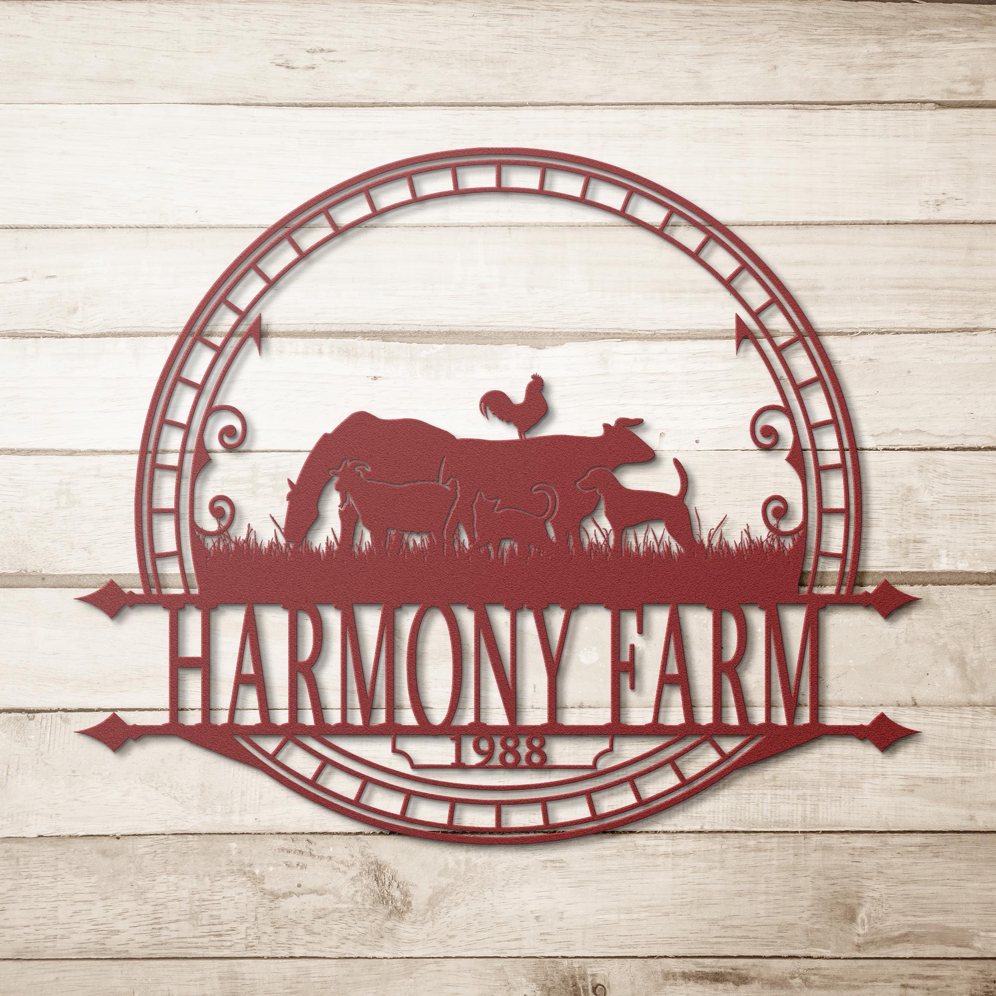 Custom Metal Farm Sign: Rustic Animal Silhouette, Personalized Ranch Decor