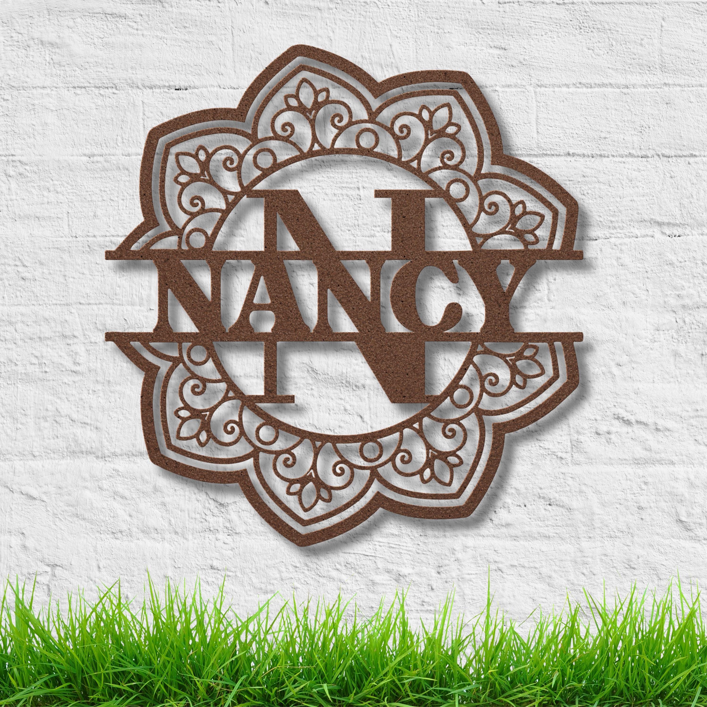 Personalized Mandala Metal Sign, Split Letter Custom Name Art, Bohemian Wall Decor, Yoga Studio Sign, Spiritual Gift for Her