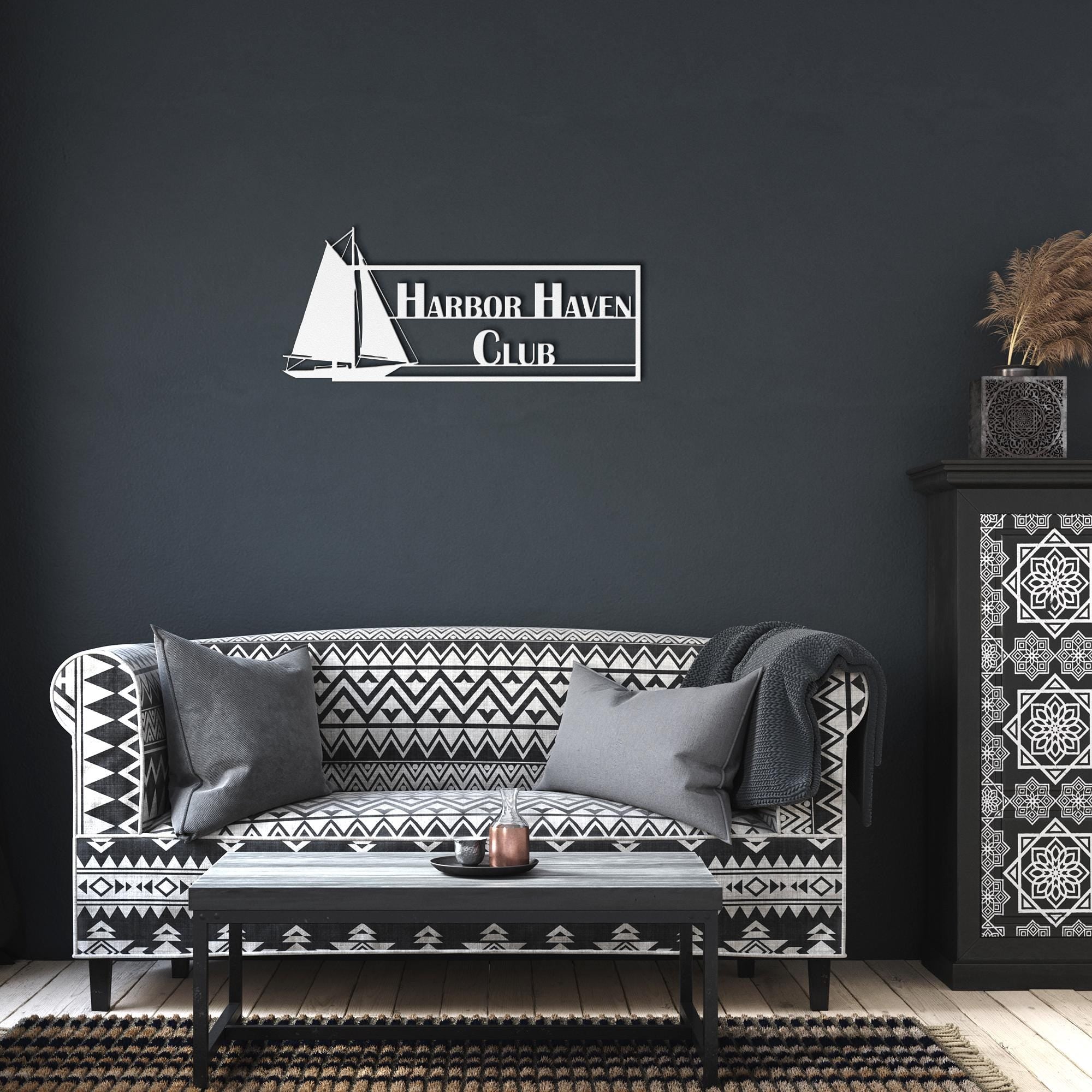 Yacht Club Metal Sign: Custom Nautical Business Logo Decor