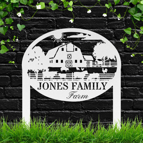 Custom Farm Sign - Personalized Metal Barn Art & Livestock Silhouette Yard Stake