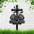 Rose Cross Memorial Grave Marker, Personalized Sympathy Gift, Custom Text Remembrance Garden Stake Plaque