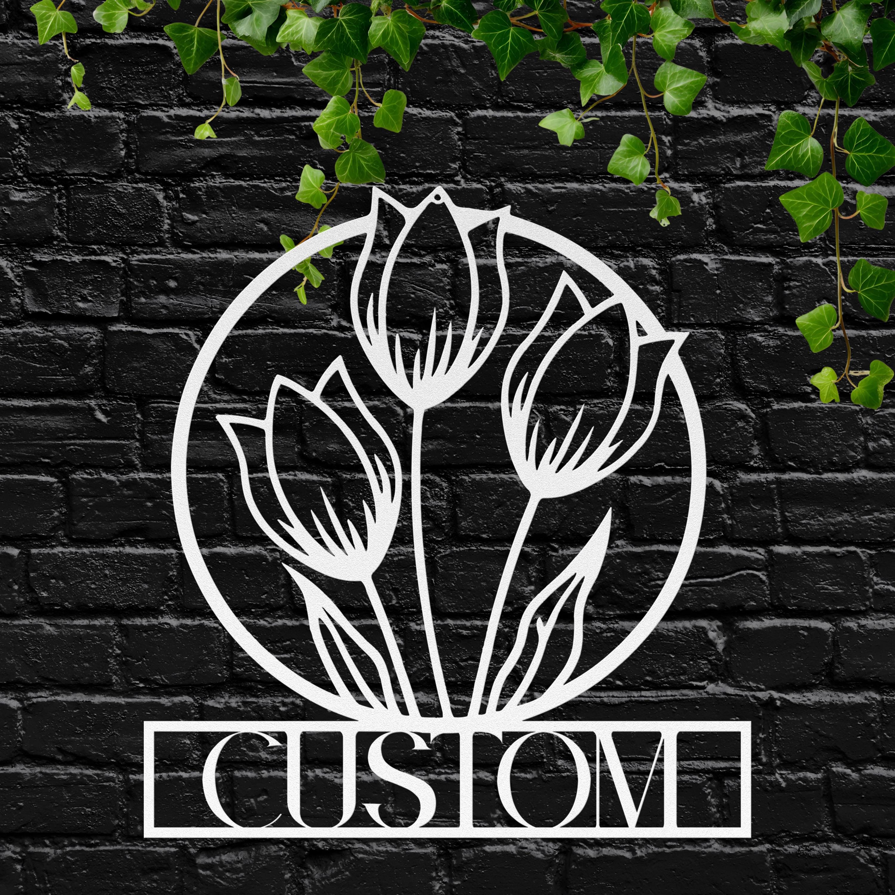 Custom Tulip Flower Metal Wall Art | Personalized Garden Sign