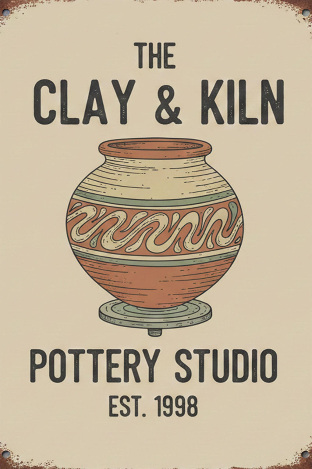 Custom Pottery Studio Metal Sign, Personalized Ceramic Shop Decor, Artist Gift