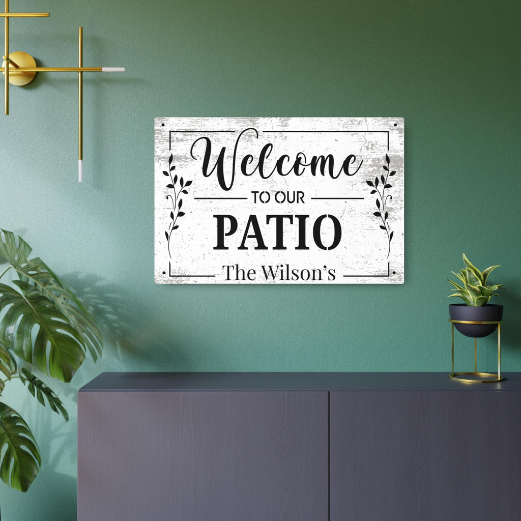 Personalized Welcome Patio Metal Sign, Rustic Farmhouse Outdoor Decor