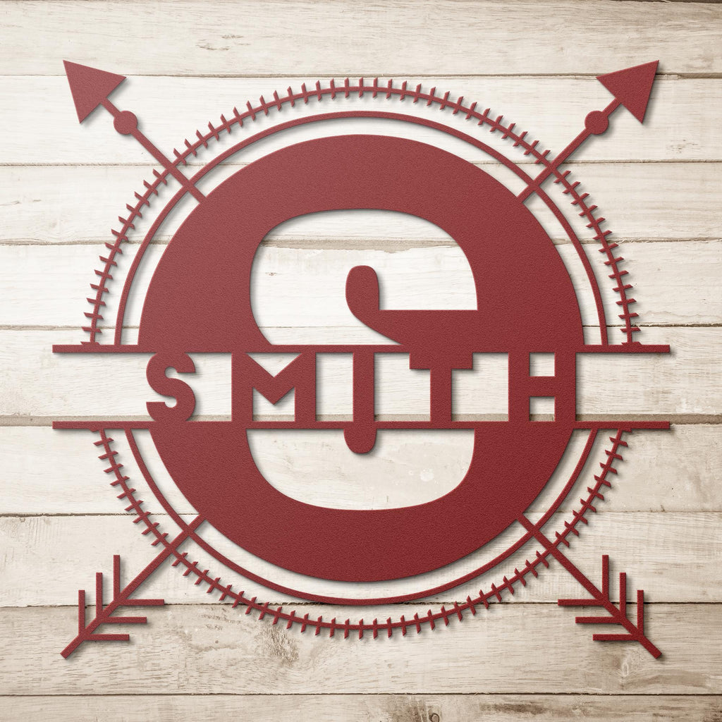 Personalized Circle Metal Sign with Arrows - Custom Logo or Name
