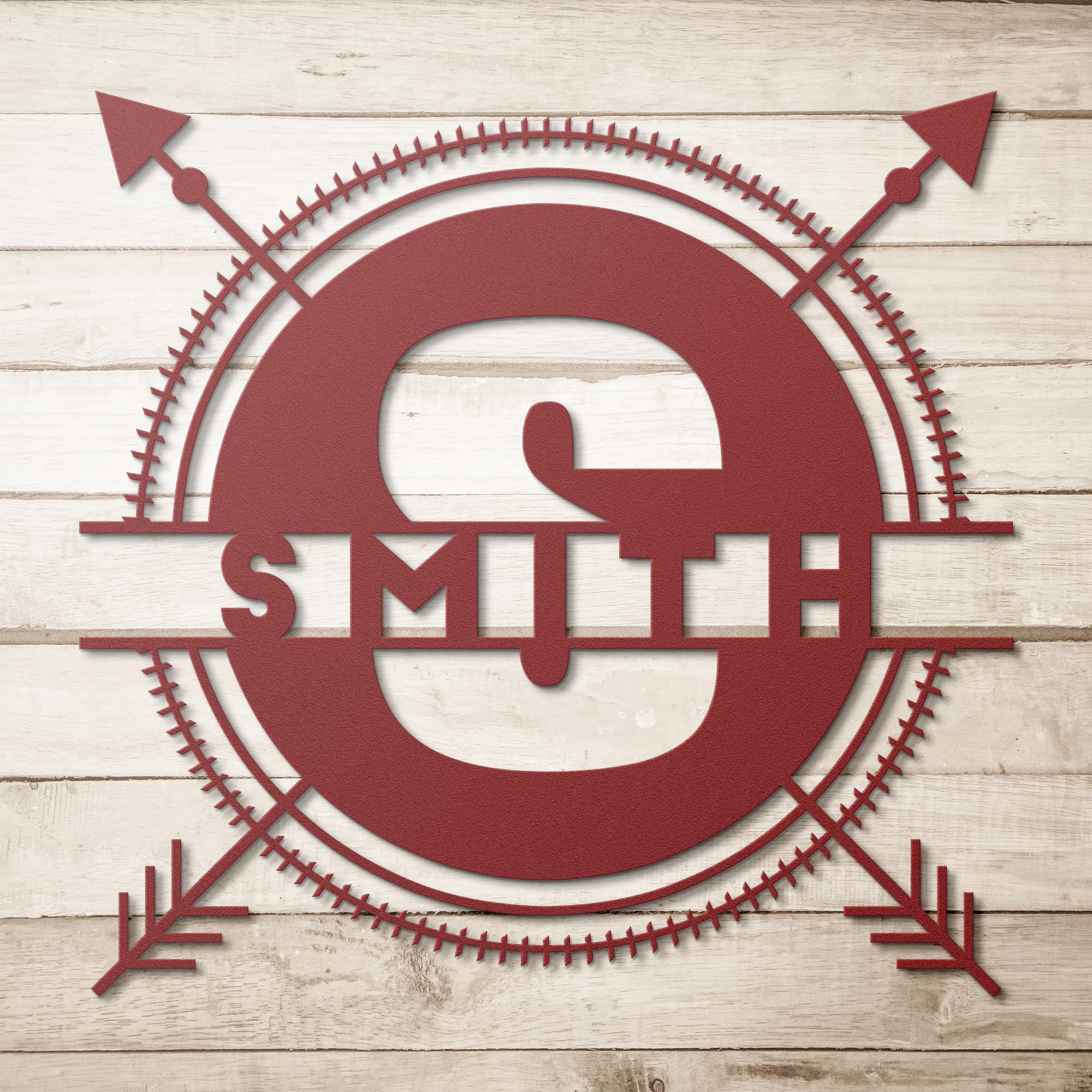 Personalized Circle Metal Sign with Arrows - Custom Logo or Name