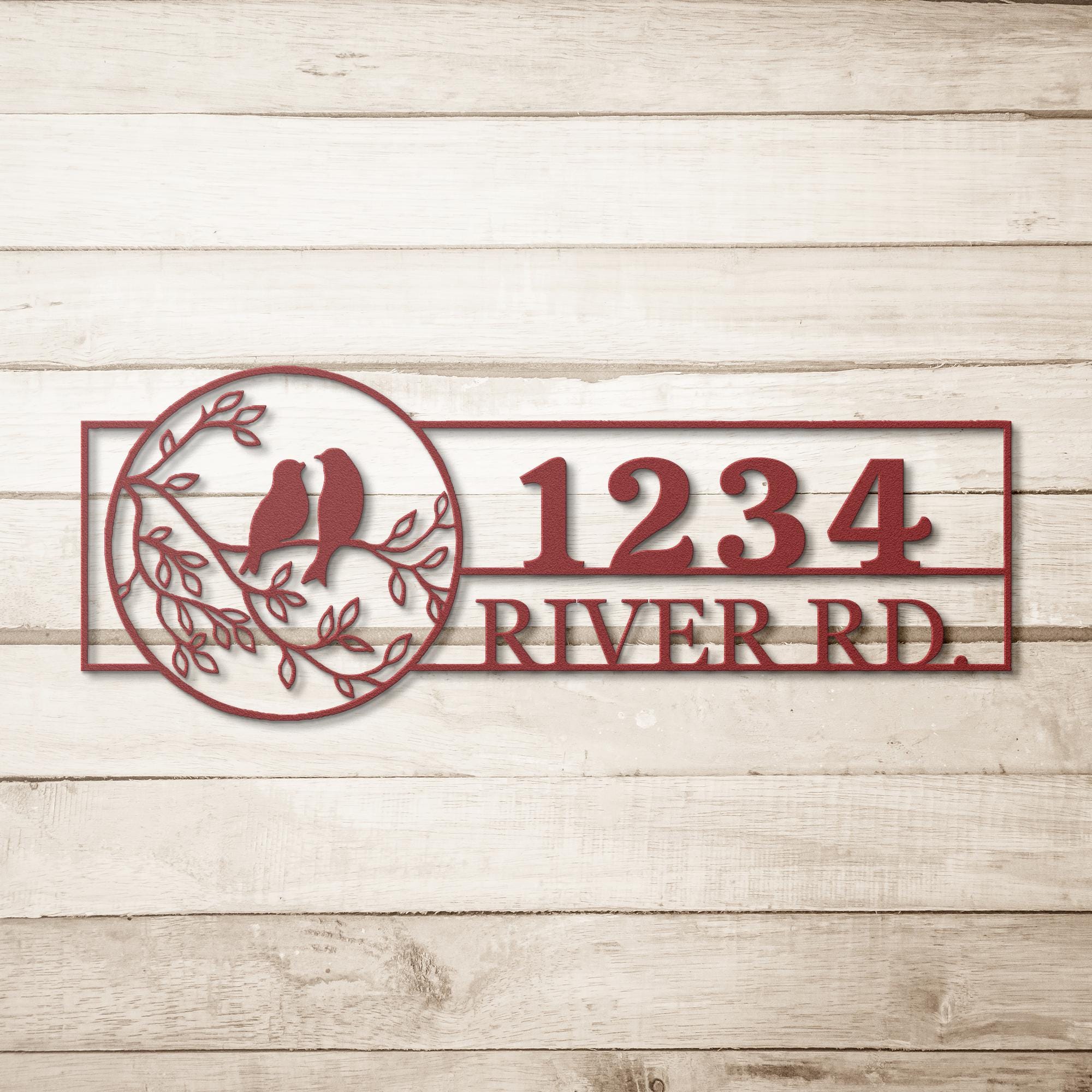 Personalized Address Sign Love Birds | Custom House Number & Street Name Metal Art | Outdoor Die Cut Home Gift
