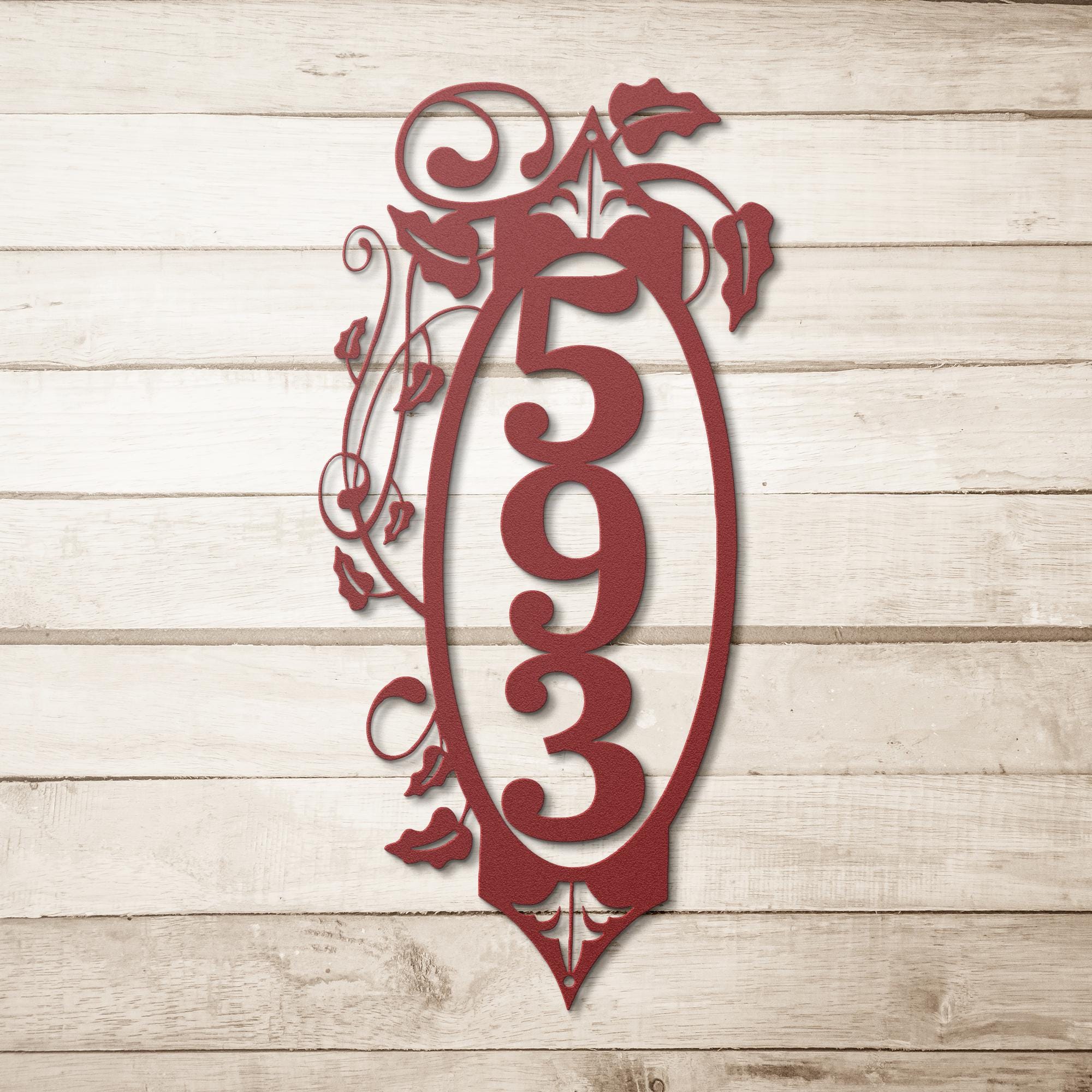 Metal House Number Sign - Custom Address Plaque | Vertical Metal Sign with Ivy Wall Decor