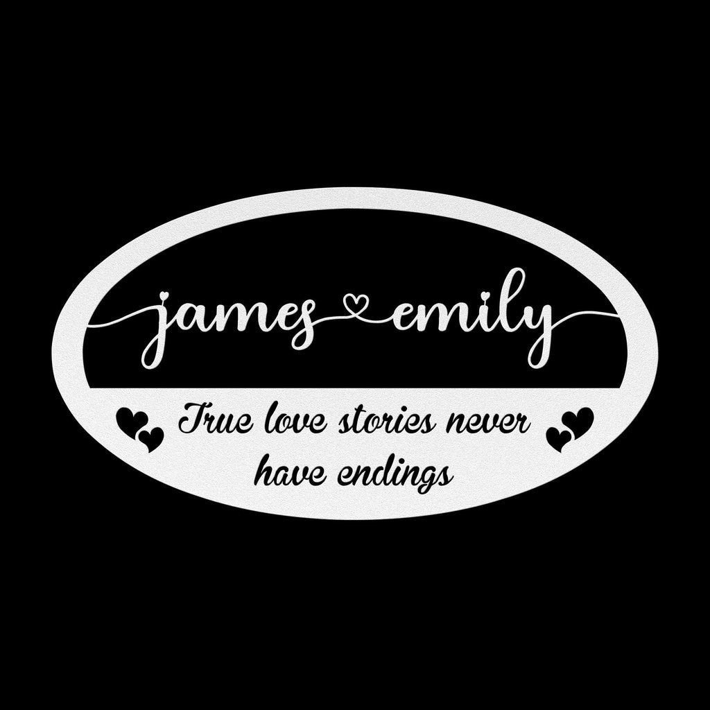 Custom Couple Name Metal Sign: Oval Steel Wall Art
