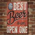 Funny Beer Sign, The Best Beer Is An Open One, Retro Bar Decor, Pub Wall Art