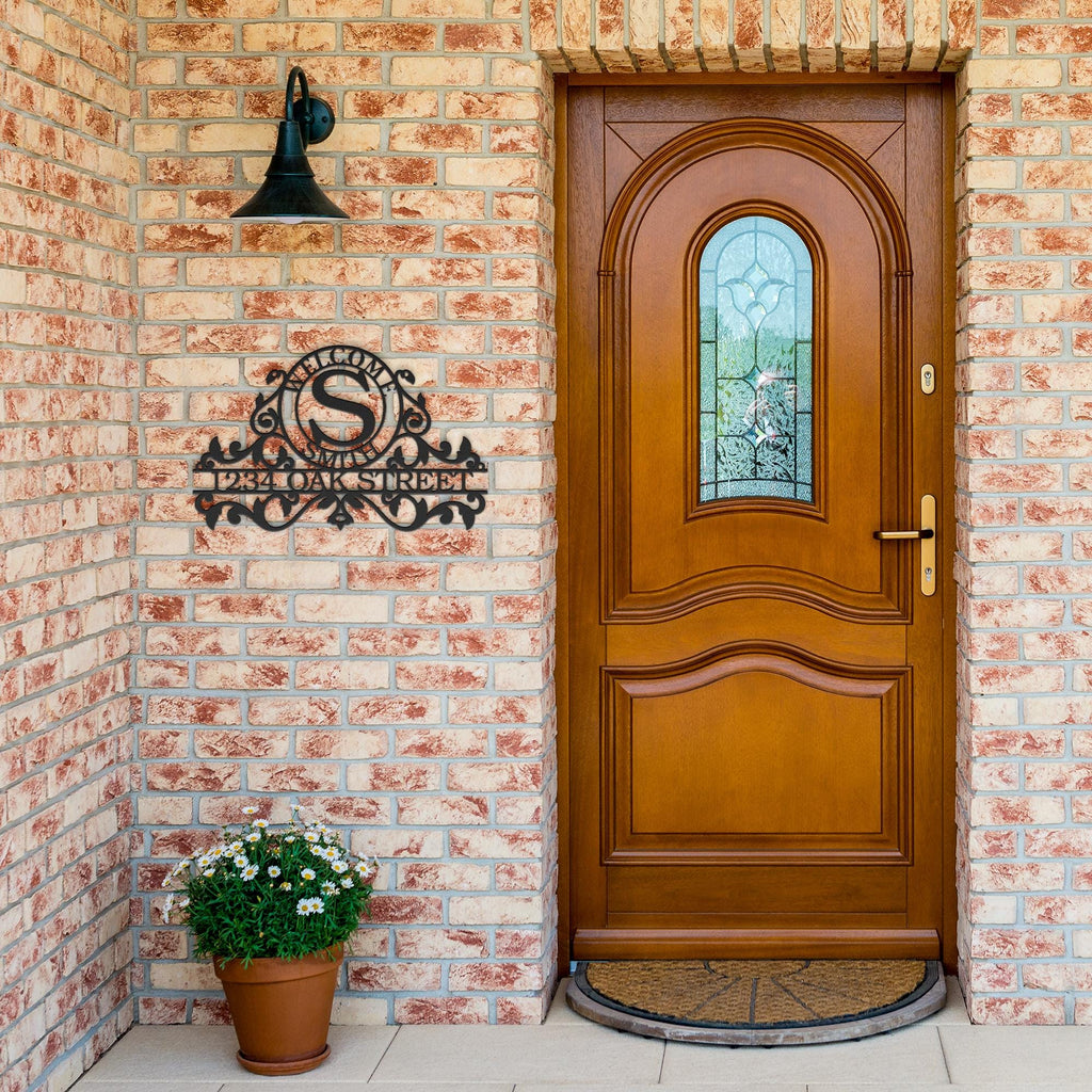 Personalized Metal Address Sign, Scrollwork Family Name Plaque