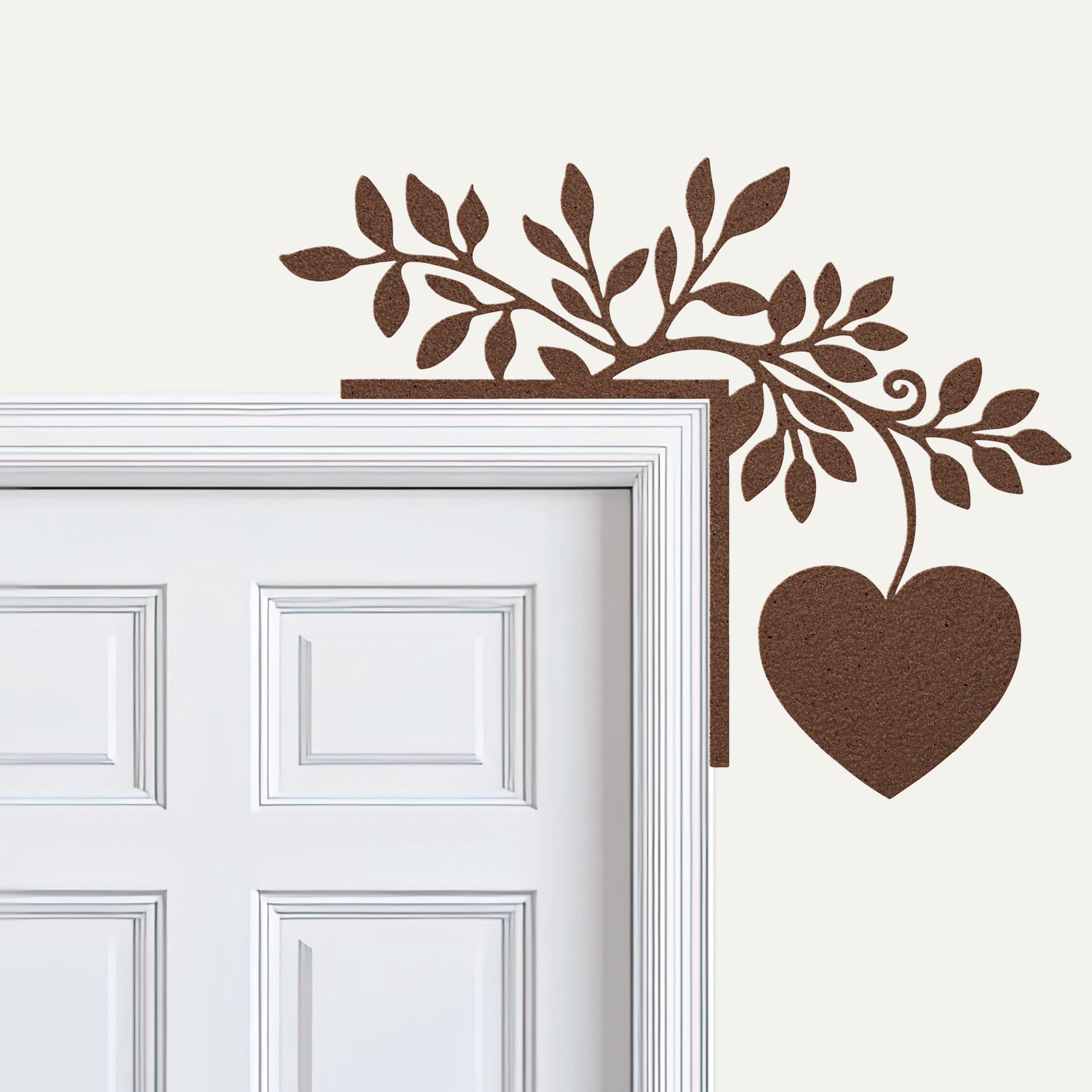 Heart and Leaf Metal Door Corner Sign, Romantic Wall Art, Wedding Anniversary Gift