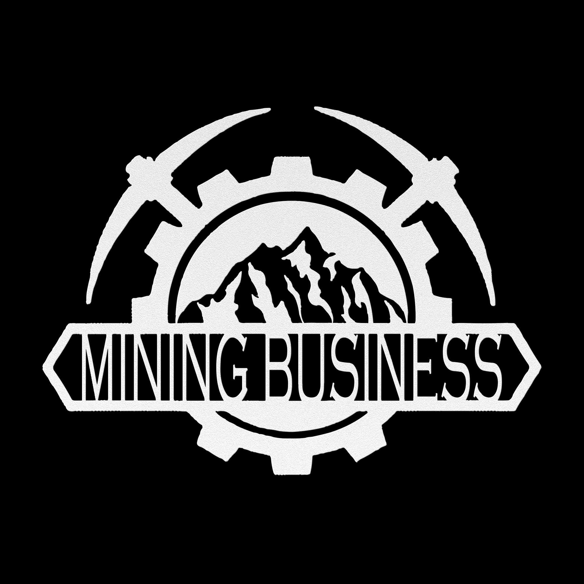 Custom Metal Mining Company Logo Sign: Mattock & Mountain Design