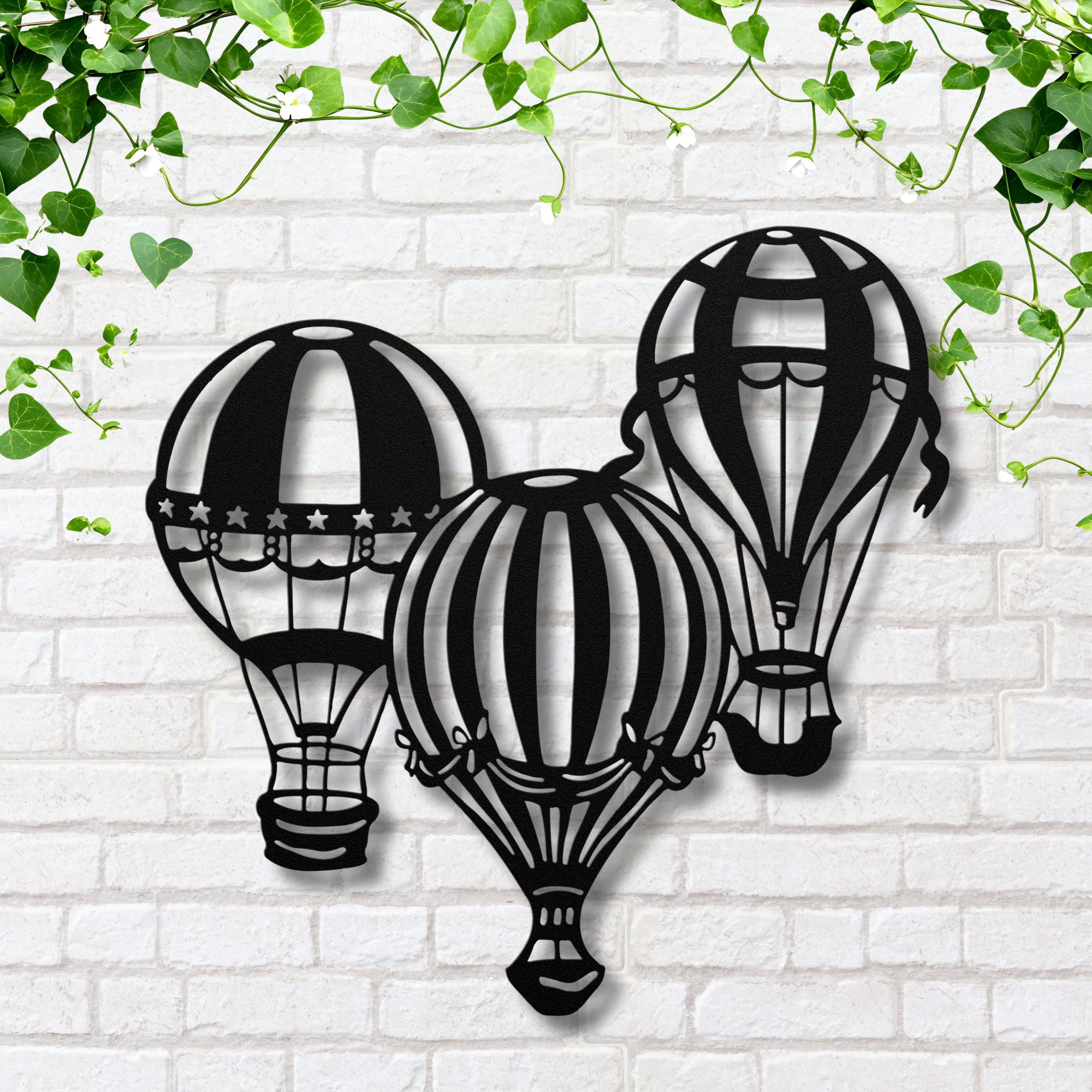 Hot Air Balloon Metal Wall Art, Vintage Nursery Decor, Travel Theme Sign, Kids Room Art