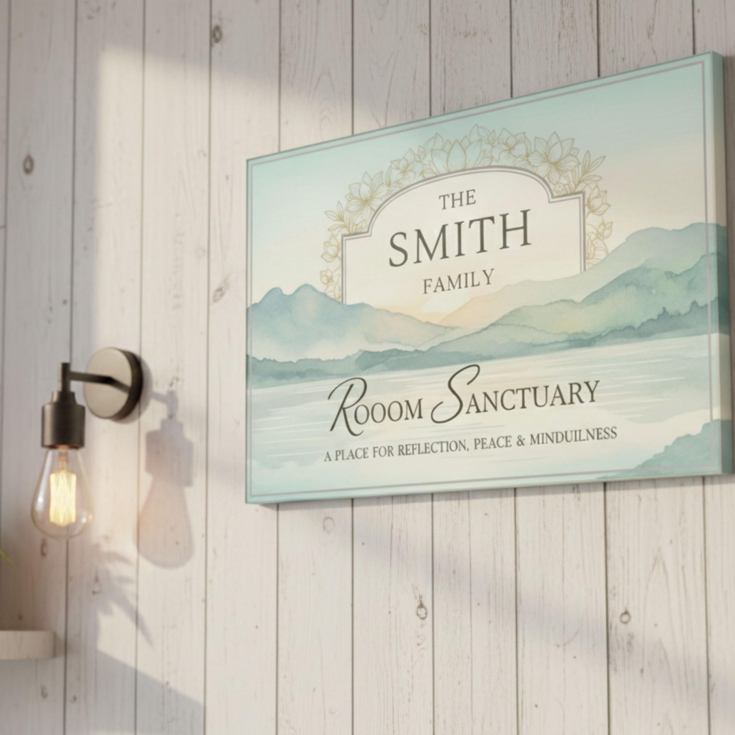 Personalized Metal Sign | Custom Family Name Wall Art - Watercolor Mountain Decor