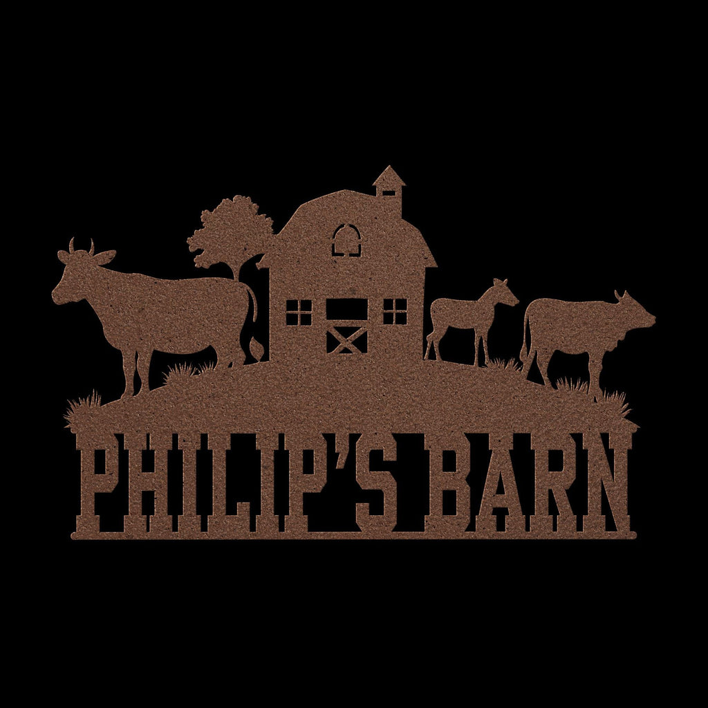 Custom Farmhouse Metal Sign: Personalized Barn, Animals, Family Name