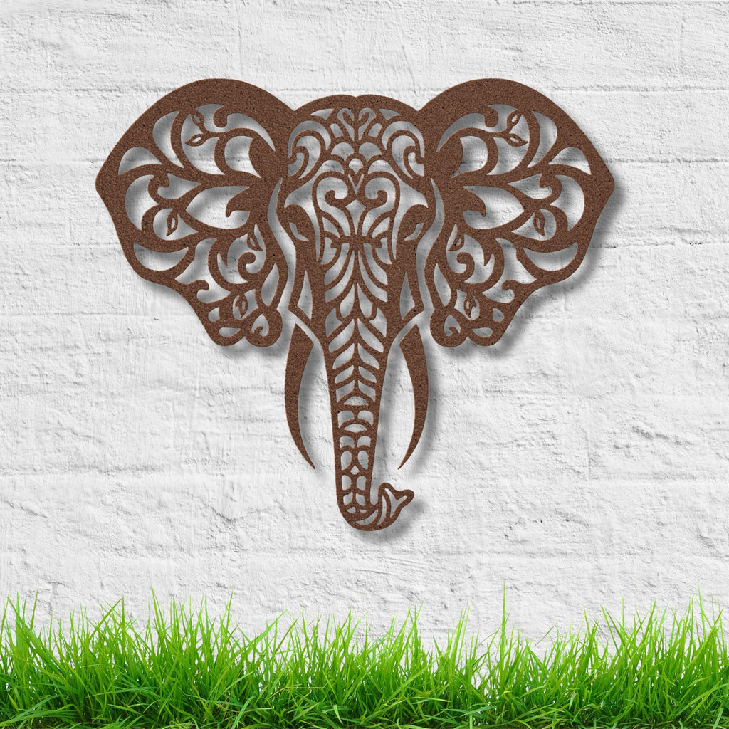 Elephant Metal Wall Art – Mandala Metal Decor | Boho Wall Hanging, Geometric Animal Art