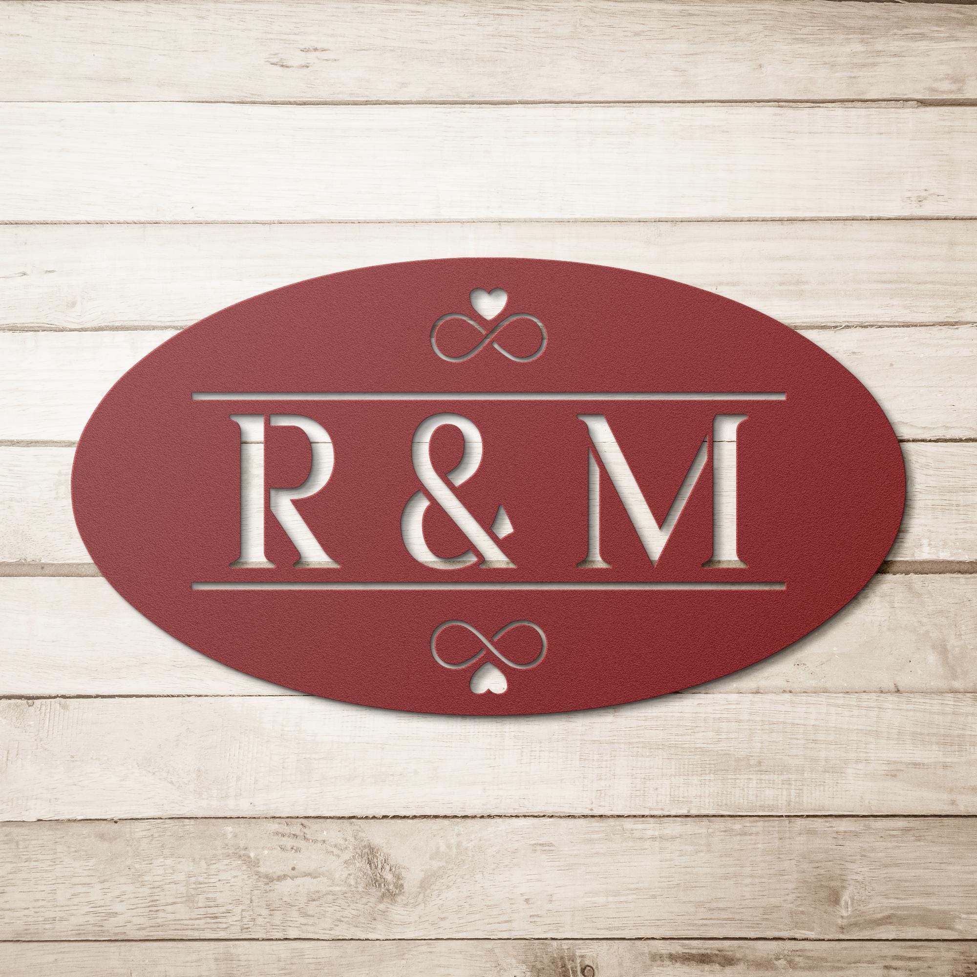 Custom Couple Initials Metal Sign: Oval Monogram Wedding Gift