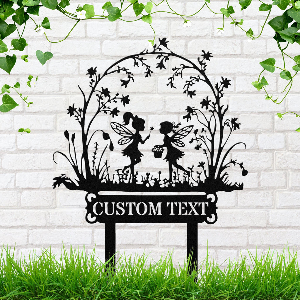 Personalized Fairy Garden Sign - Custom Text Flower Bed Sign | Whimsical Metal Art