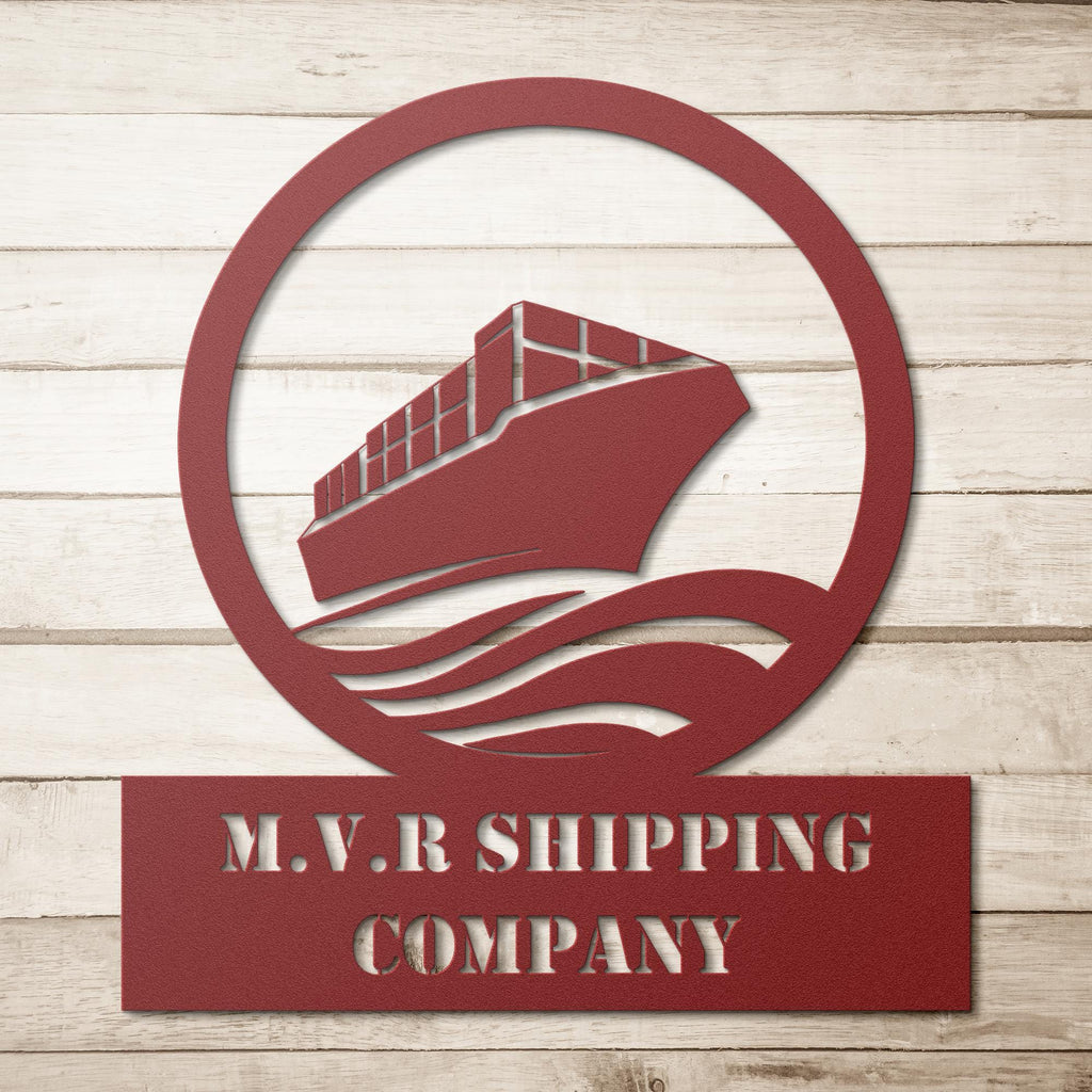 Custom Metal Business Logo Sign: Shipping Container Ship Decor
