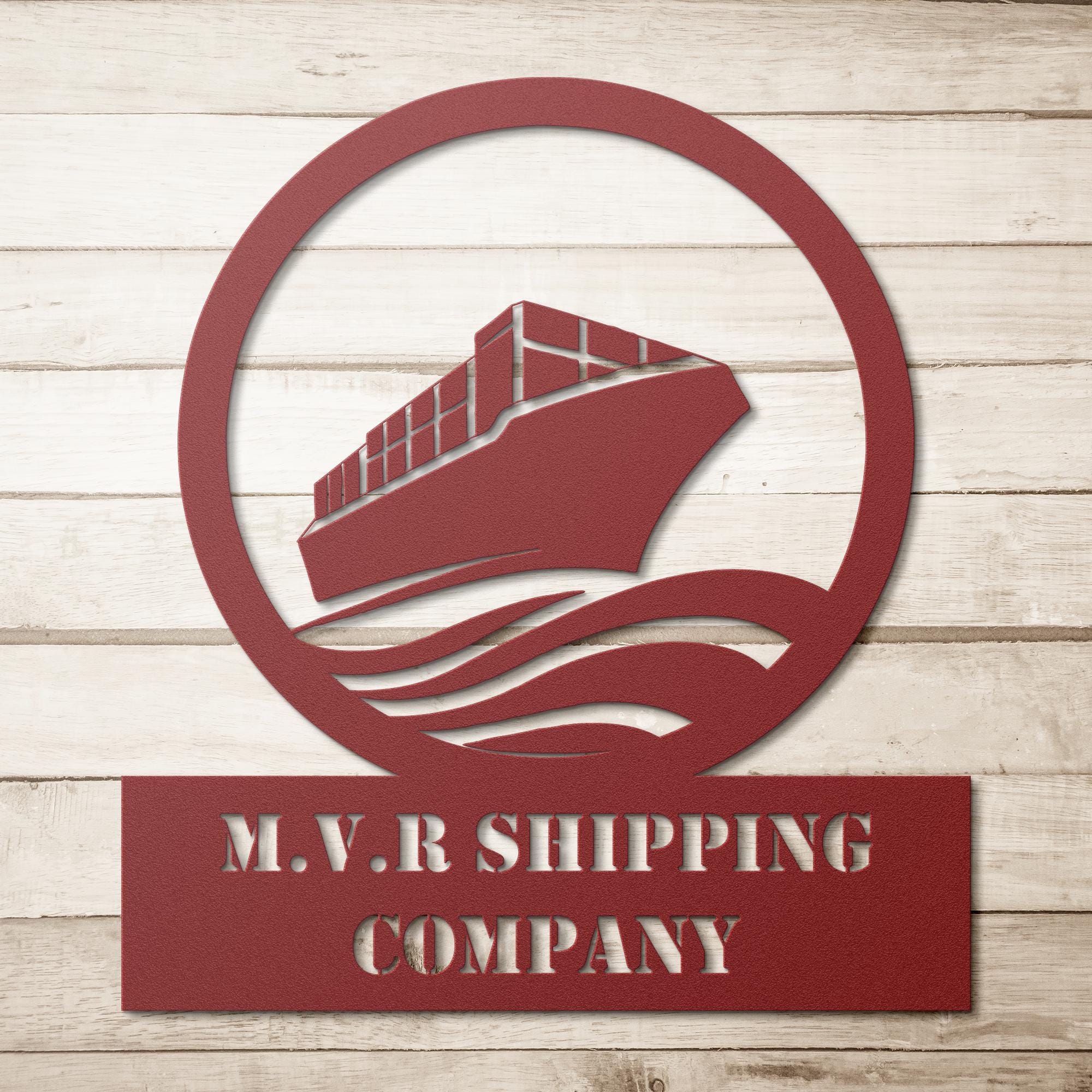 Custom Metal Business Logo Sign: Shipping Container Ship Decor