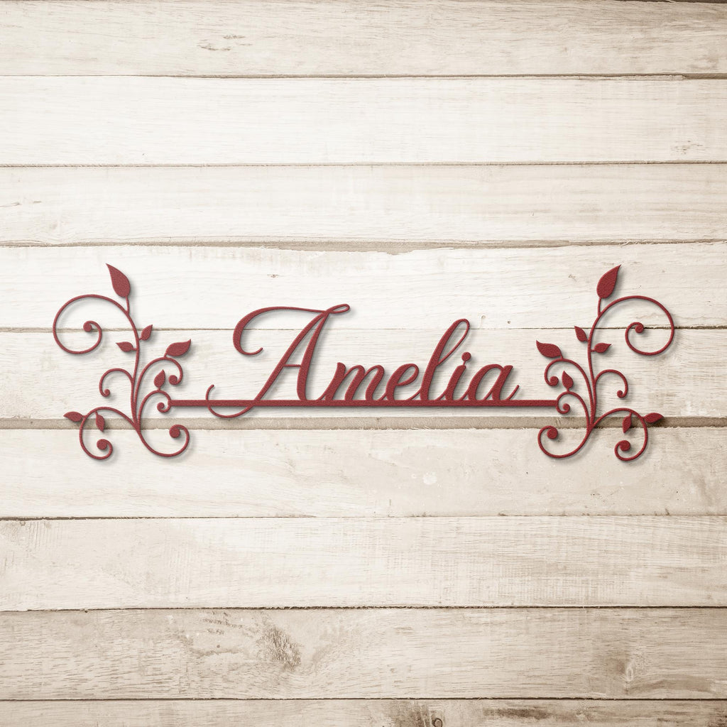 Custom Name Metal Sign: Bela Yasmine Font, Personalized Wall Art