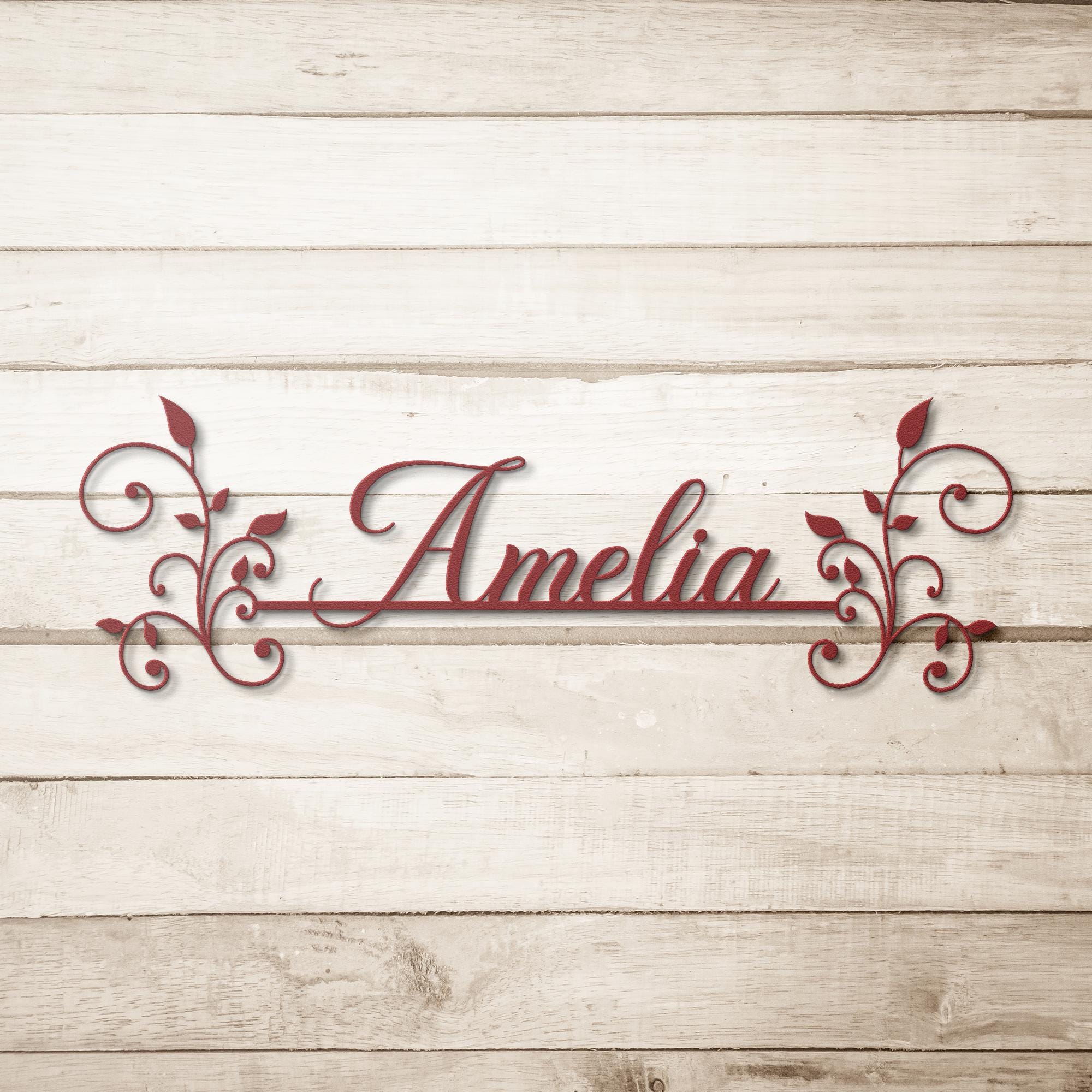 Custom Name Metal Sign: Bela Yasmine Font, Personalized Wall Art