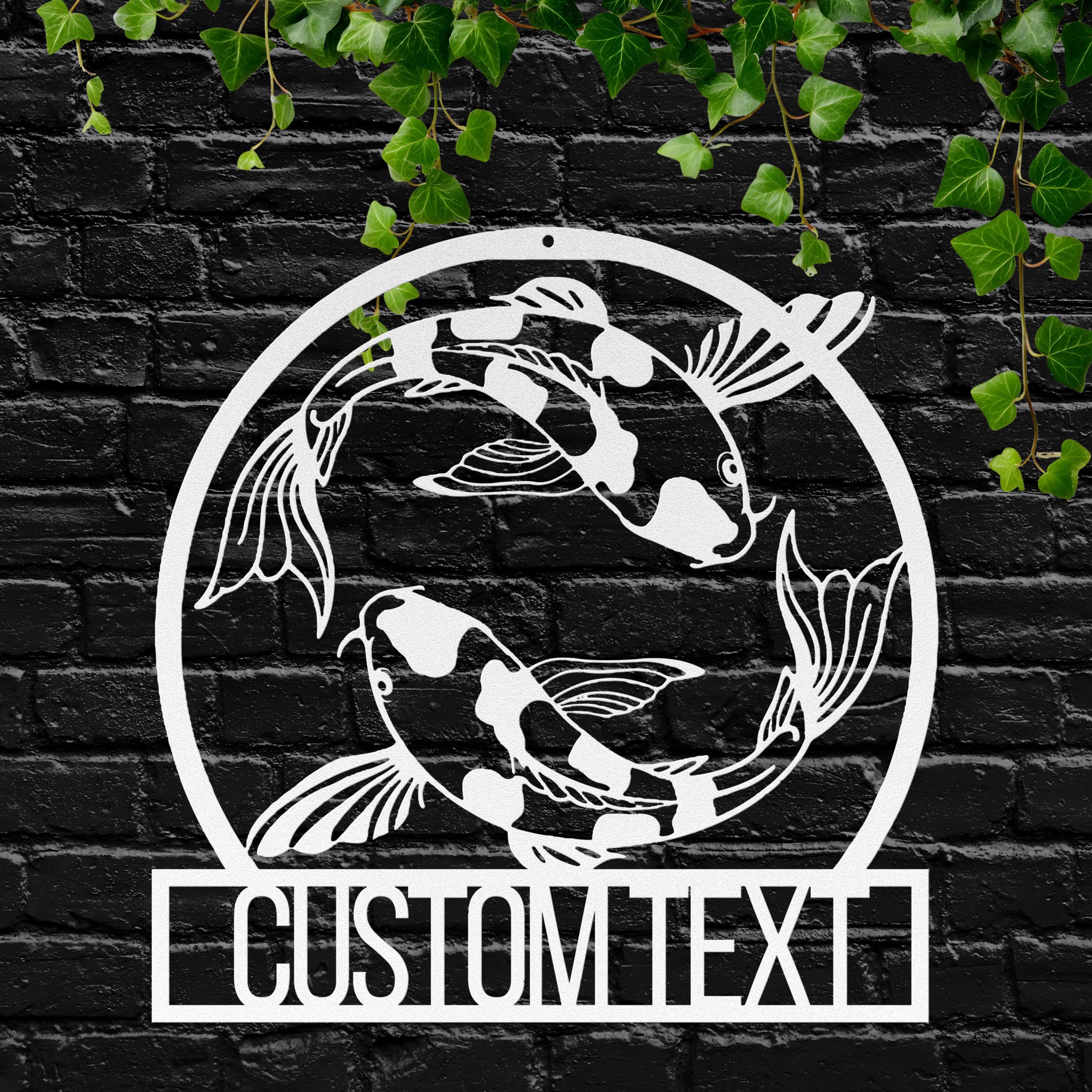 Personalized Koi Fish Metal Wall Art, Yin Yang Zen Decor