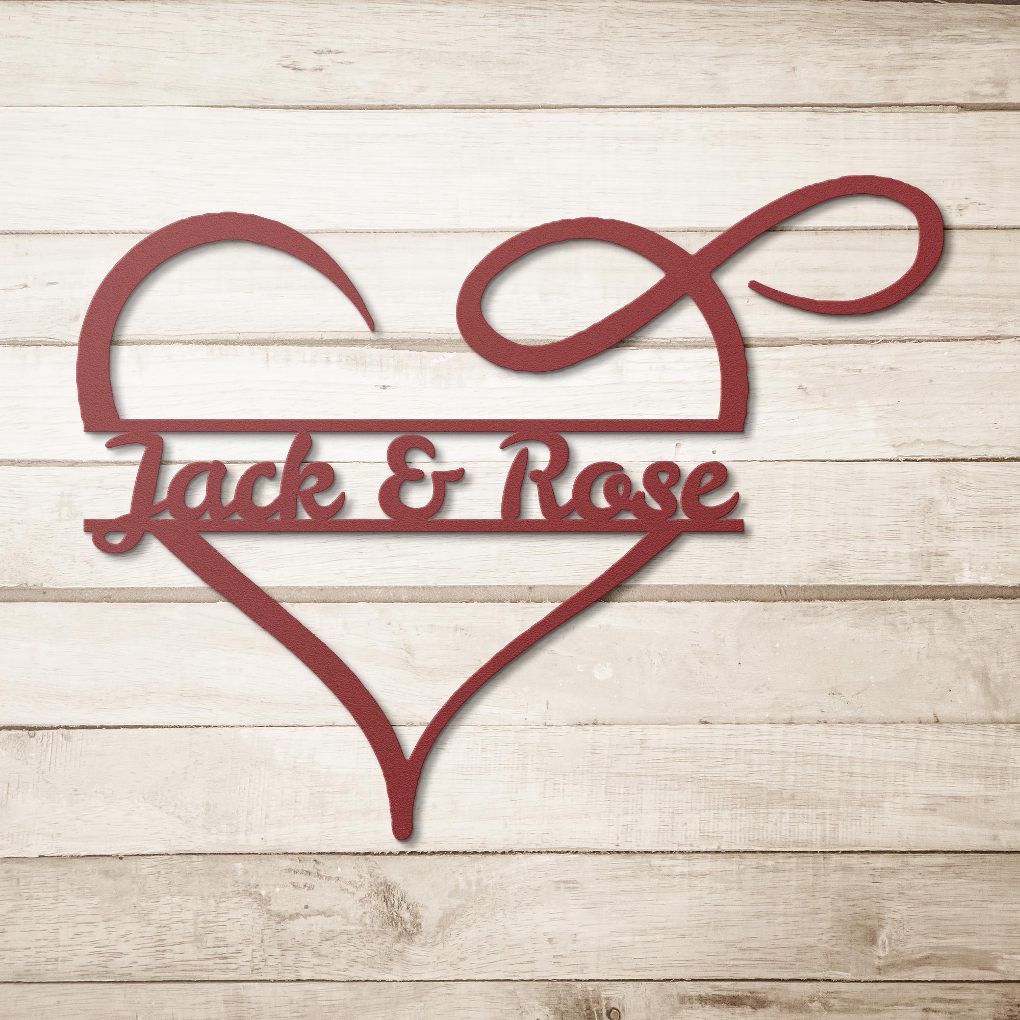 Personalized Infinity Heart Metal Sign: Custom Couple Name Wall Art, Wedding Anniversary Gift, Forever Love Die Cut Decor