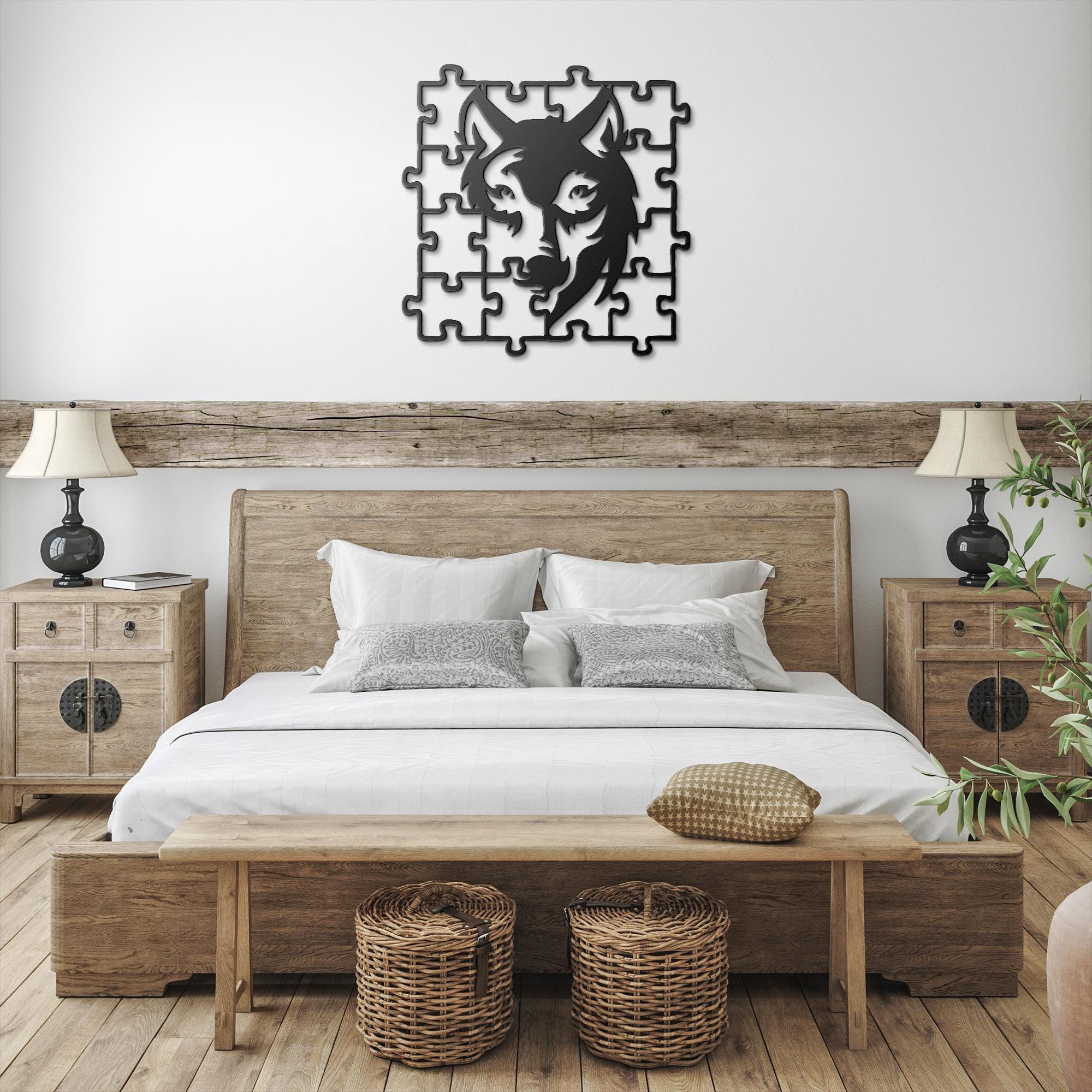 Wolf Metal Wall Art - Unique Geometric Animal Art | Steel Die Cut Sign