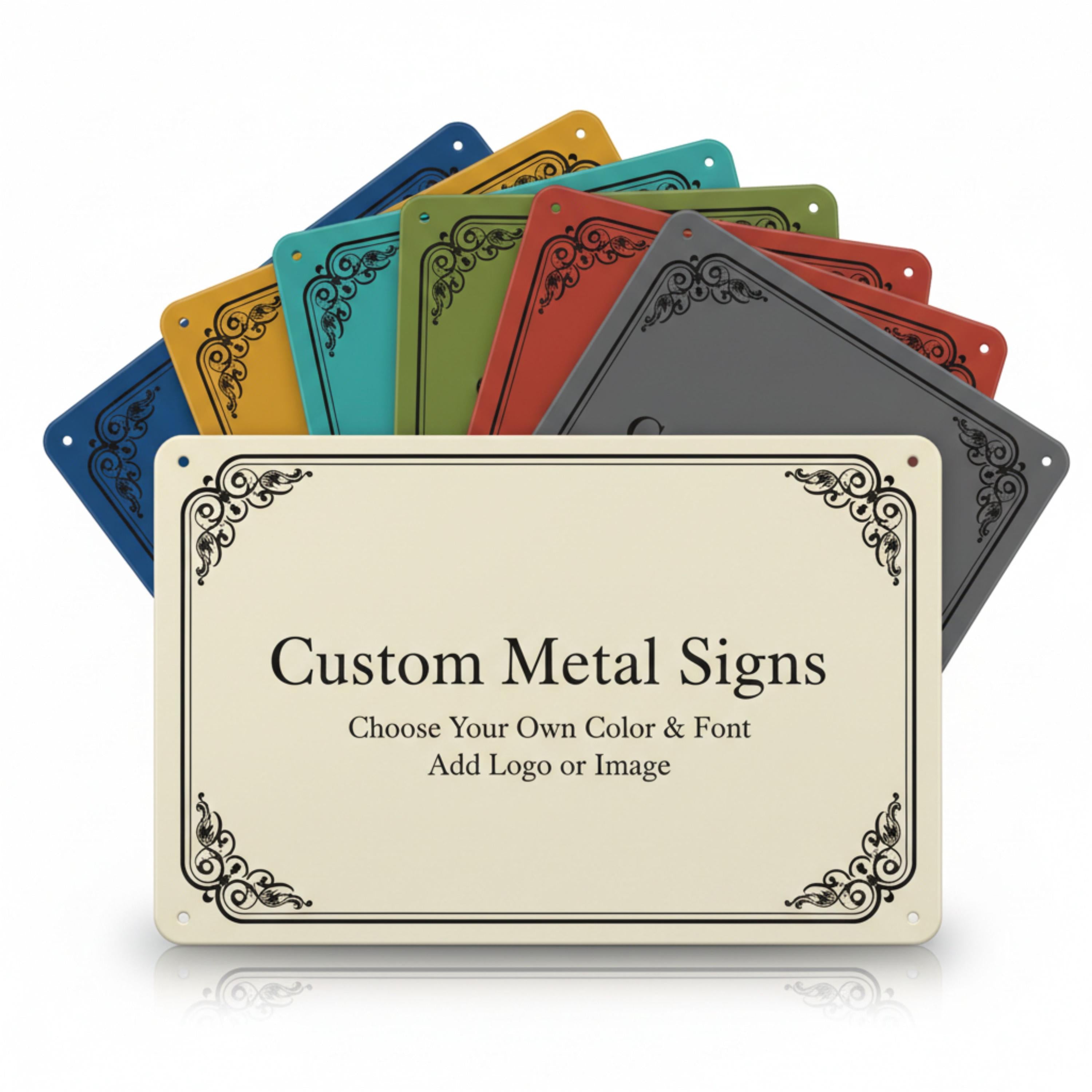 Custom Metal Signs - Personalized Wall Art - Choose Your Color & Font - Logo or Image Upload