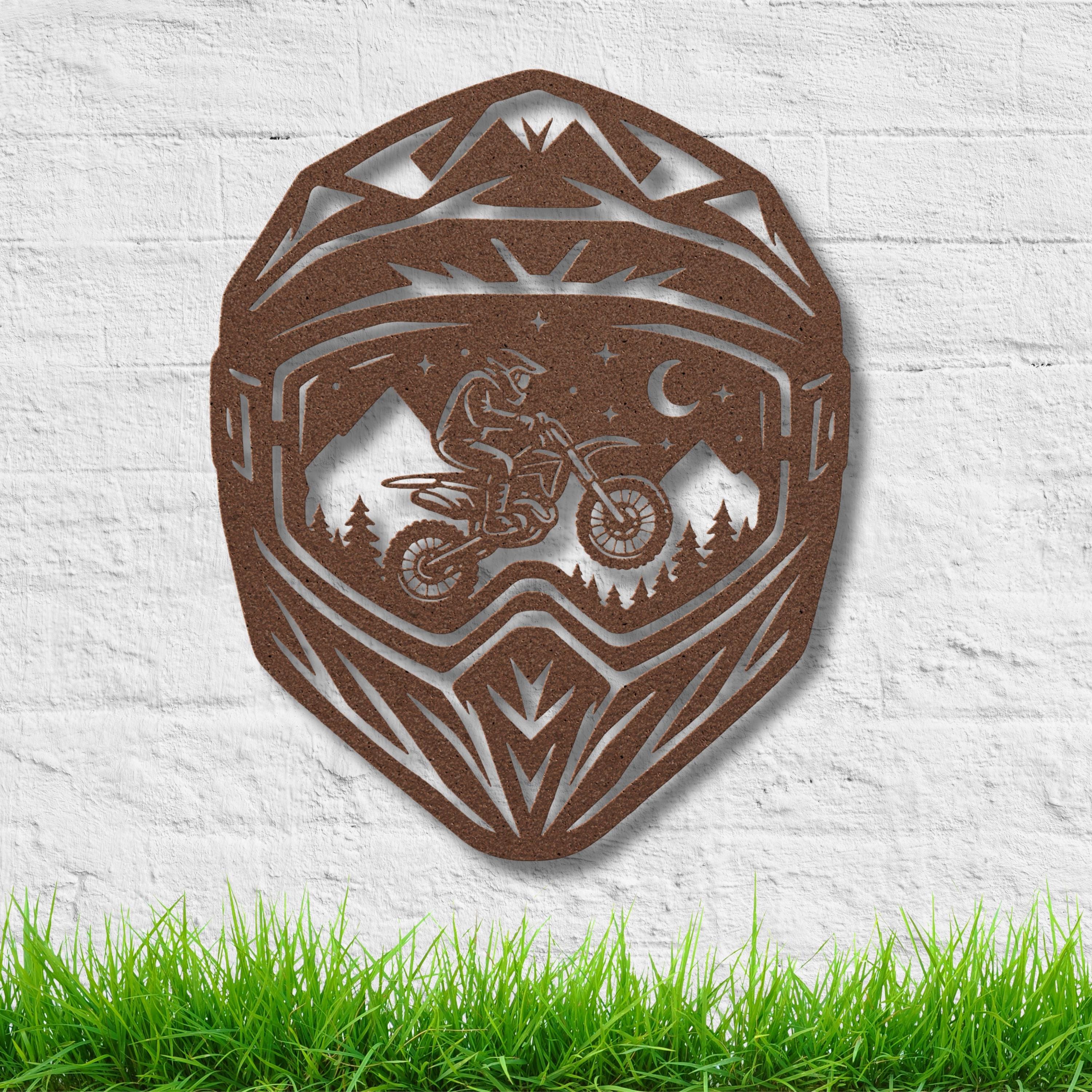 Dirt Bike Metal Wall Art, Motocross Helmet Sign, Garage Decor, Biker Gift for Men