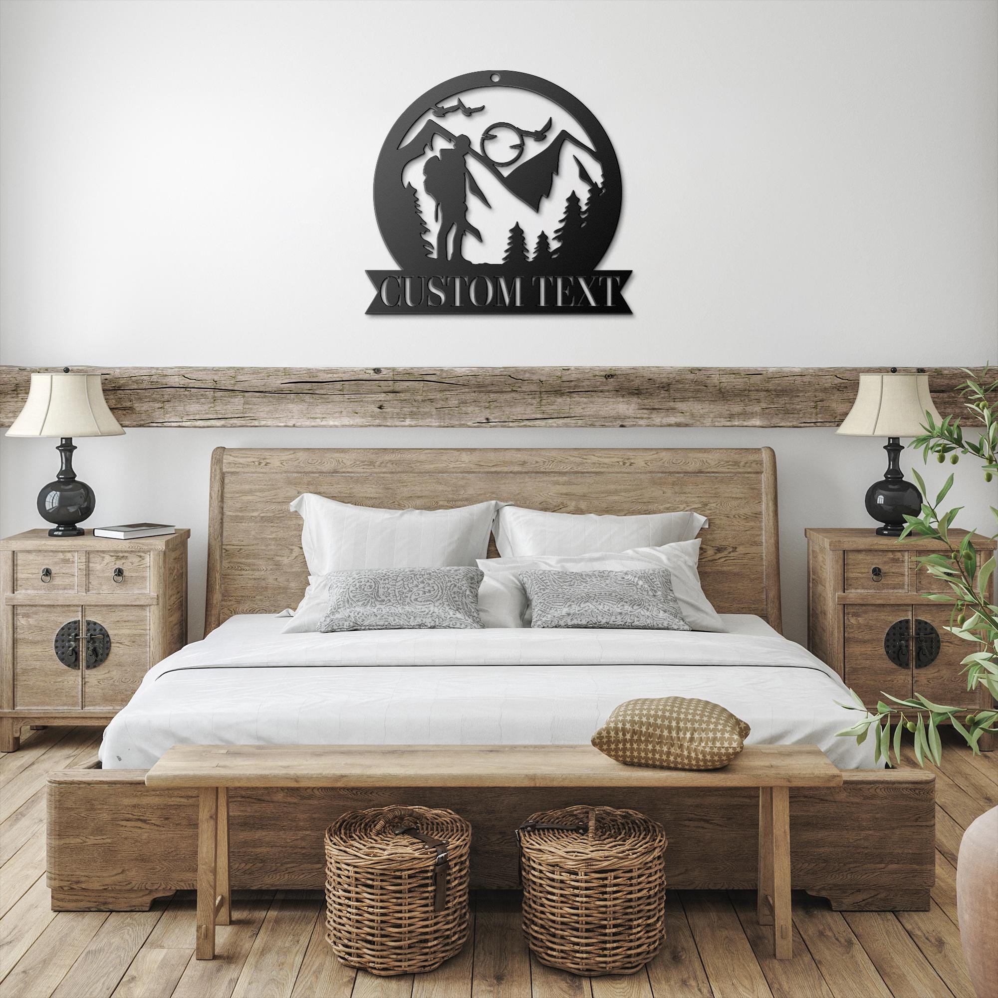 Personalized Hiker Sign - Custom Metal Art | Mountain Wall Decor & Trail Gift
