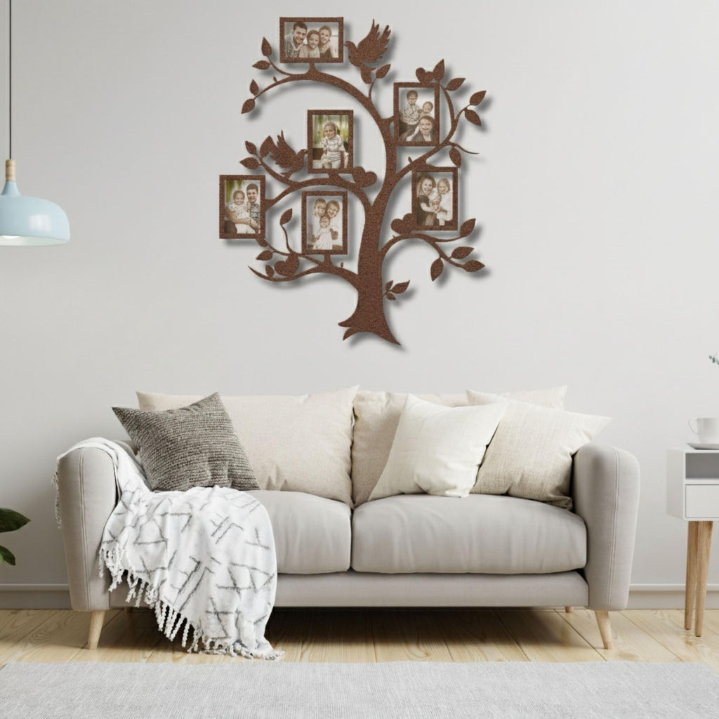 Family Tree Metal Wall Art, Photo Frame Die Cut Sign, Genealogy Gift, Family Decor