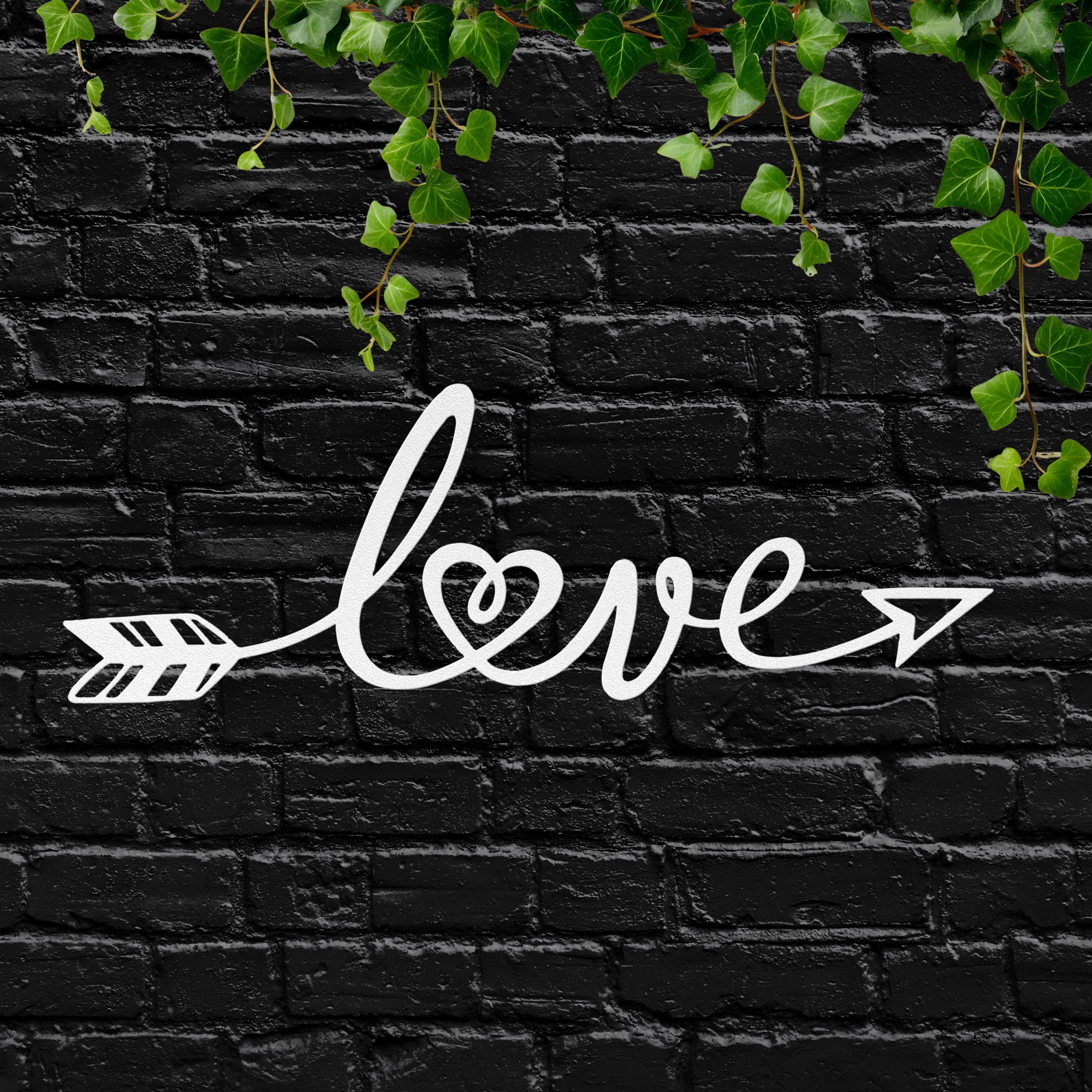 Love Arrow Metal Wall Art, Script Heart Sign, Romantic Bedroom Wall Decor