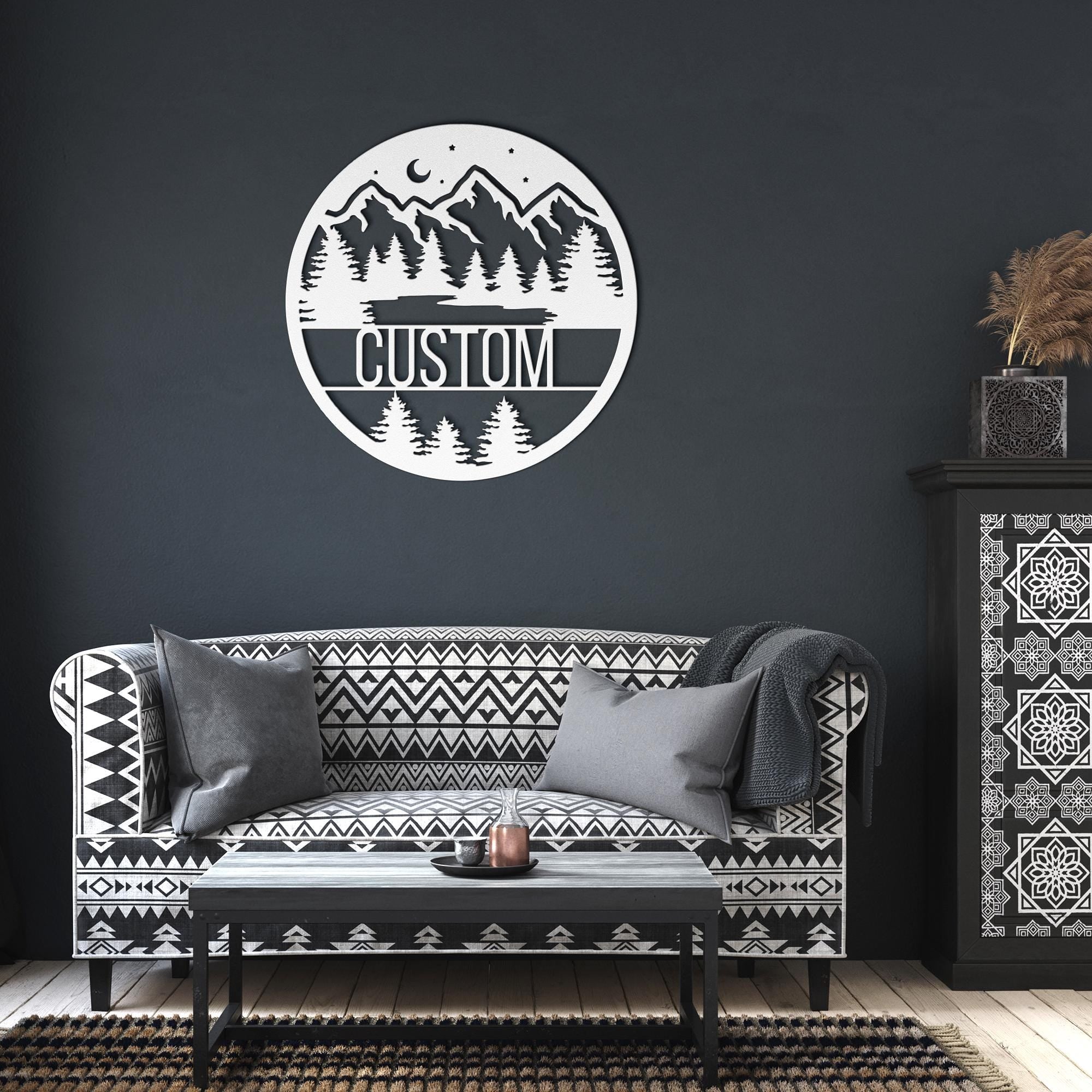 Personalized Mountain Sign - Custom Metal Sign | Rustic Lodge Decor & Outdoor Wall Art