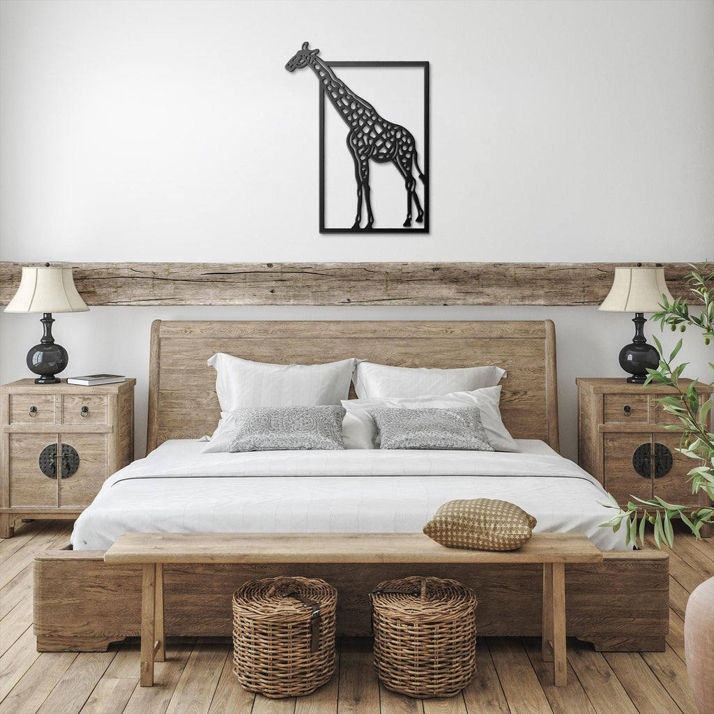 African Giraffe Silhouette Metal Wall Art | Die-Cut Nature Safari Decor | Unique Minimalist Farmhouse Gift for Animal Lovers