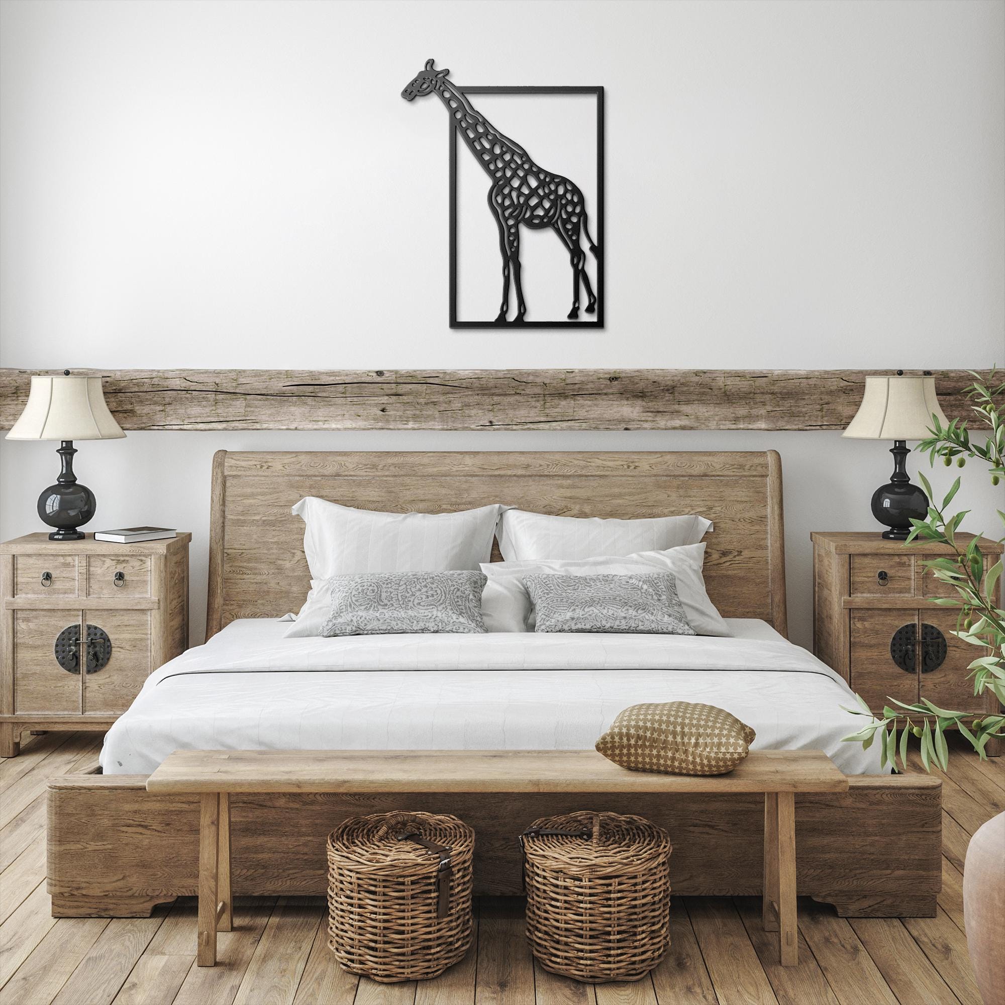 African Giraffe Silhouette Metal Wall Art | Die-Cut Nature Safari Decor | Unique Minimalist Farmhouse Gift for Animal Lovers