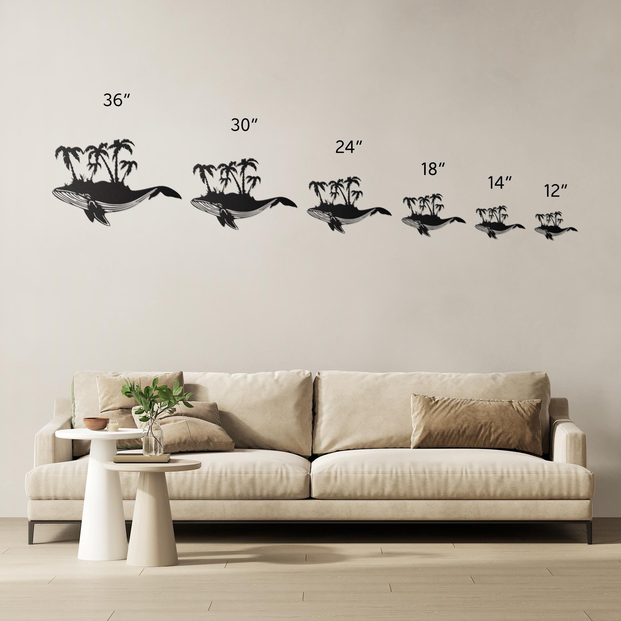 Whale Metal Wall Art - Tropical Island Decor | Coastal Ocean Life Sign